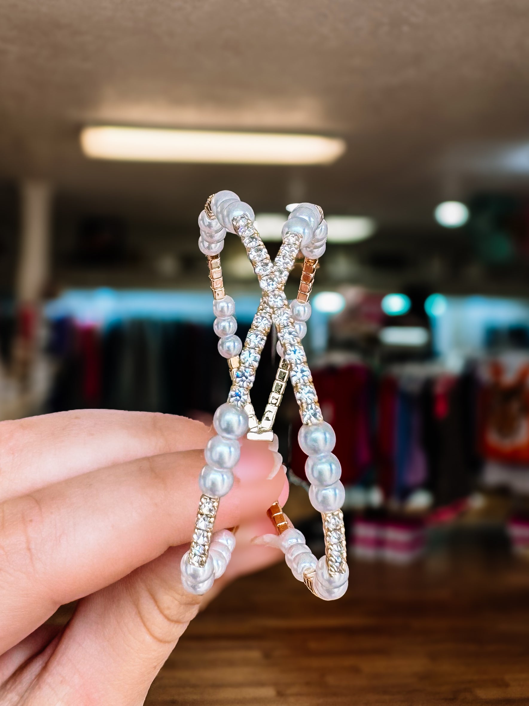 Clearwater Double Pearl Crystal Bangle-Bracelets-Dear Me Southern Boutique, located in DeRidder, Louisiana