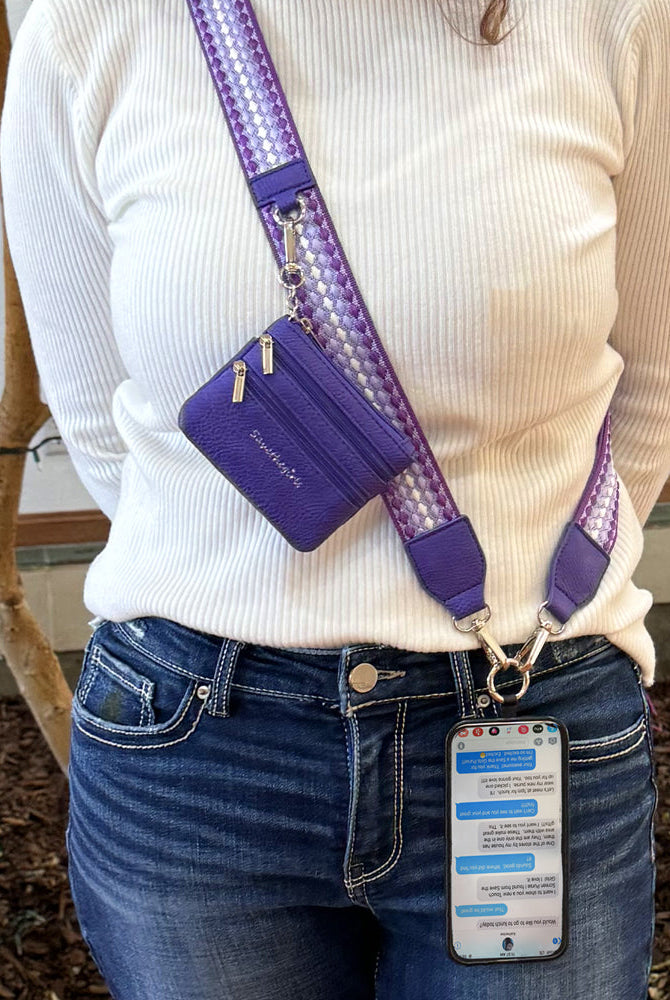 Clip & Go Strap w/Zippered Pouch- 4 Color Options-Phone Accessories-Dear Me Southern Boutique, located in DeRidder, Louisiana