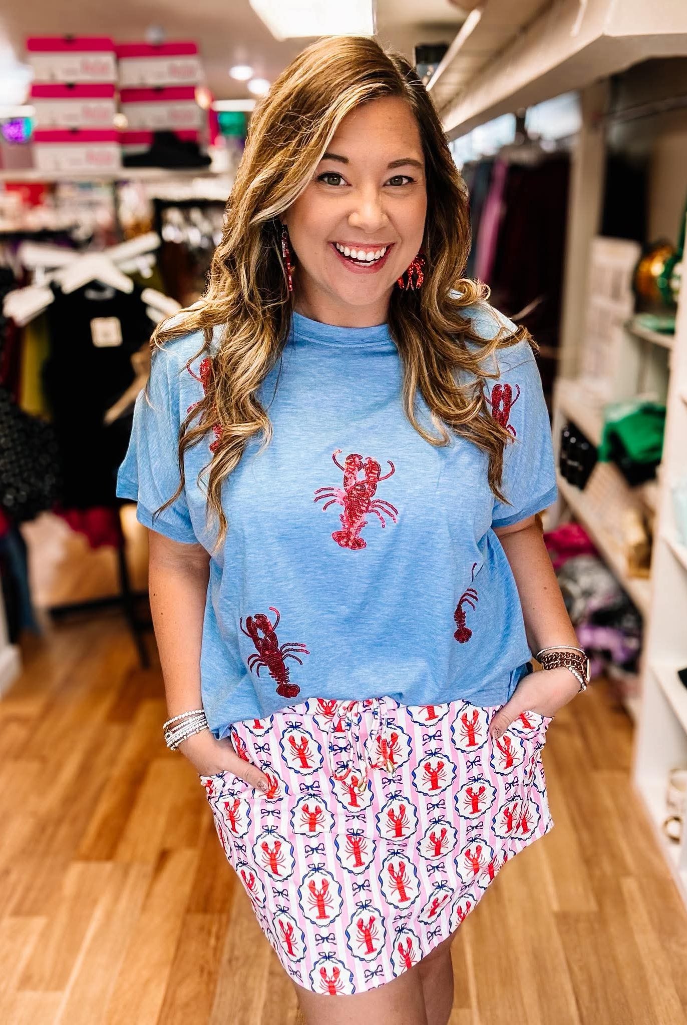 Coastal Catch Crawfish Everyday Skort-Skort-Dear Me Southern Boutique, located in DeRidder, Louisiana