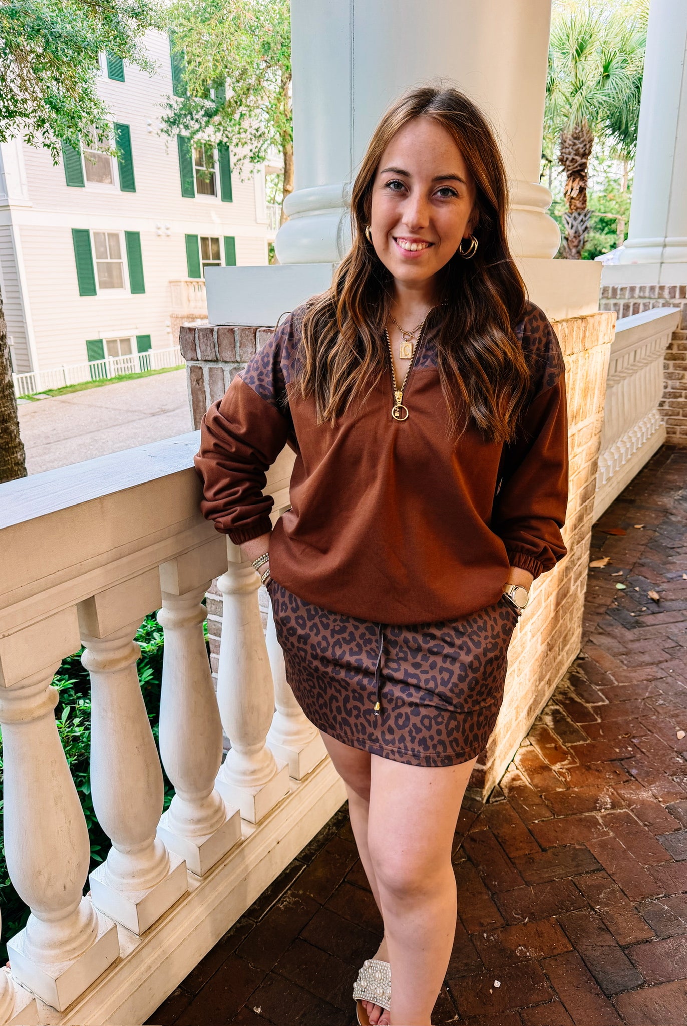 Coco Leopard Everyday Skort-Skort-Dear Me Southern Boutique, located in DeRidder, Louisiana