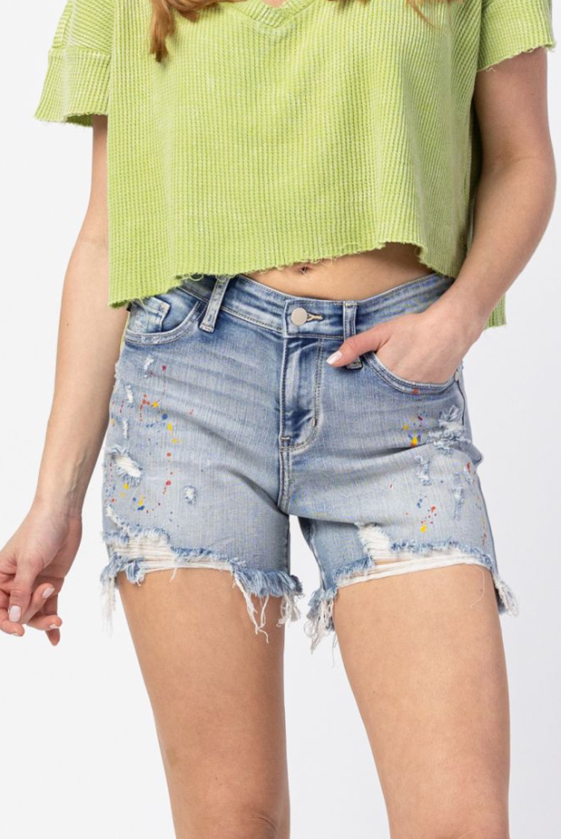Color Splash Judy Blue Shorts-Jeans-Dear Me Southern Boutique, located in DeRidder, Louisiana