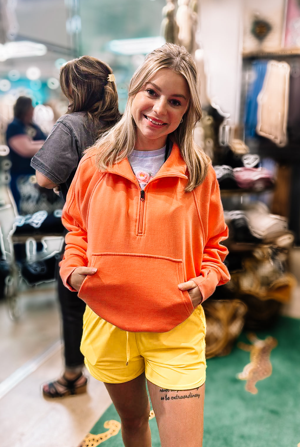 Coral Quarter Zip-Sweatshirts-Dear Me Southern Boutique, located in DeRidder, Louisiana