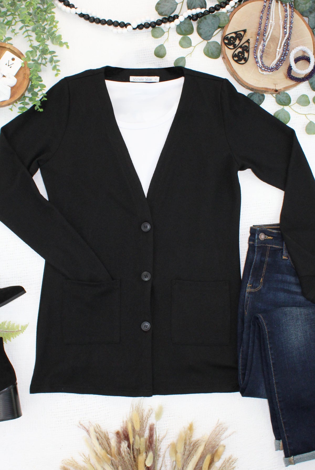 Cori Cardigan - Black-Cardigans-Dear Me Southern Boutique, located in DeRidder, Louisiana