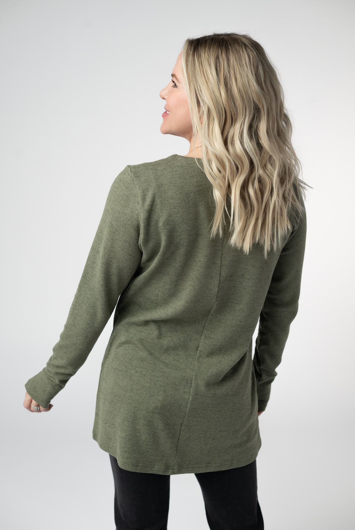 Cori Cardigan - Heathered Olive-Cardigans-Dear Me Southern Boutique, located in DeRidder, Louisiana