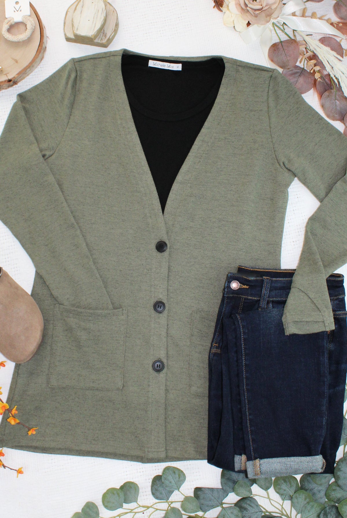 Cori Cardigan - Heathered Olive-Presales-Dear Me Southern Boutique, located in DeRidder, Louisiana