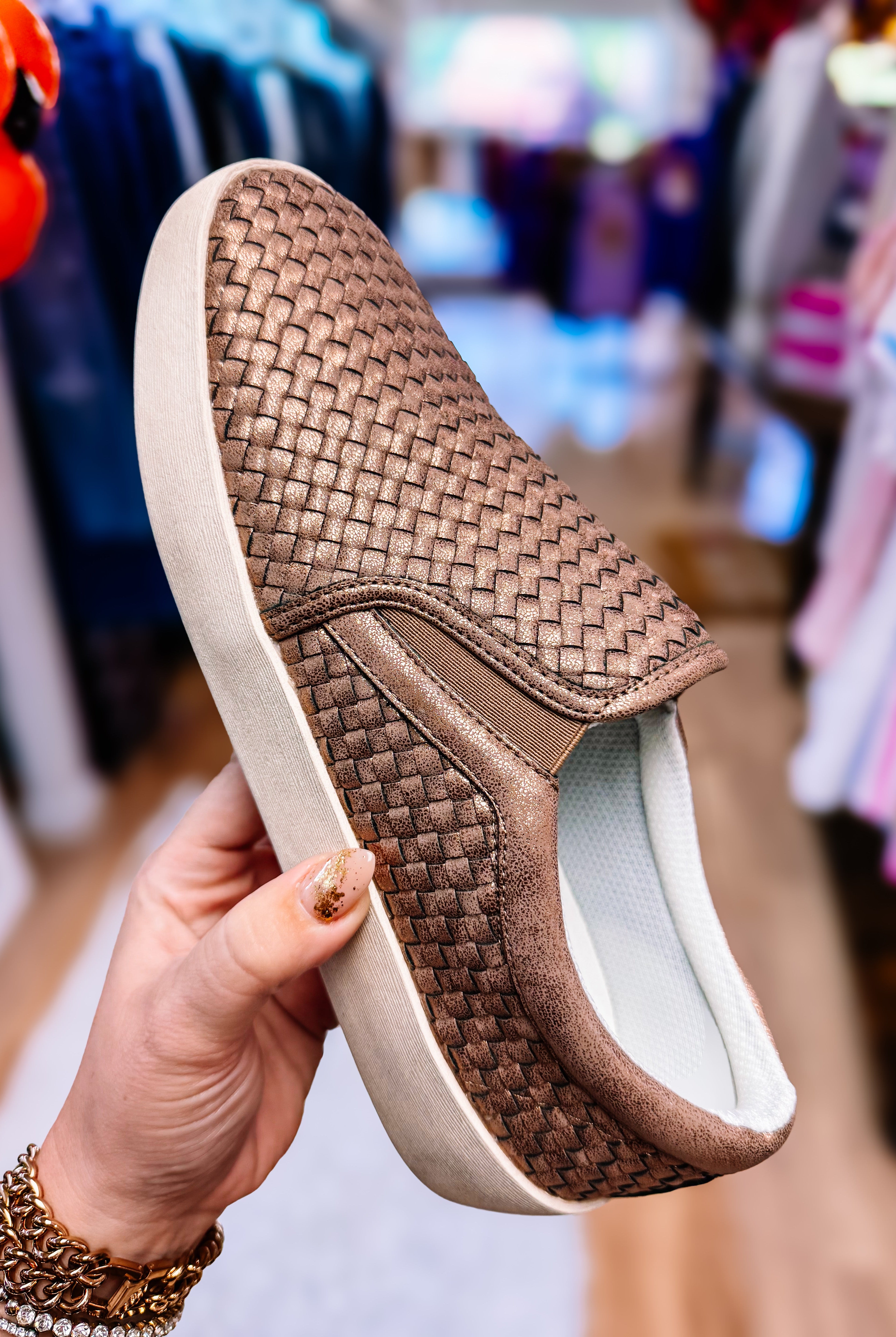 Corkys Bronze I'm Weaving Slip-on-Slip-Ons-Dear Me Southern Boutique, located in DeRidder, Louisiana