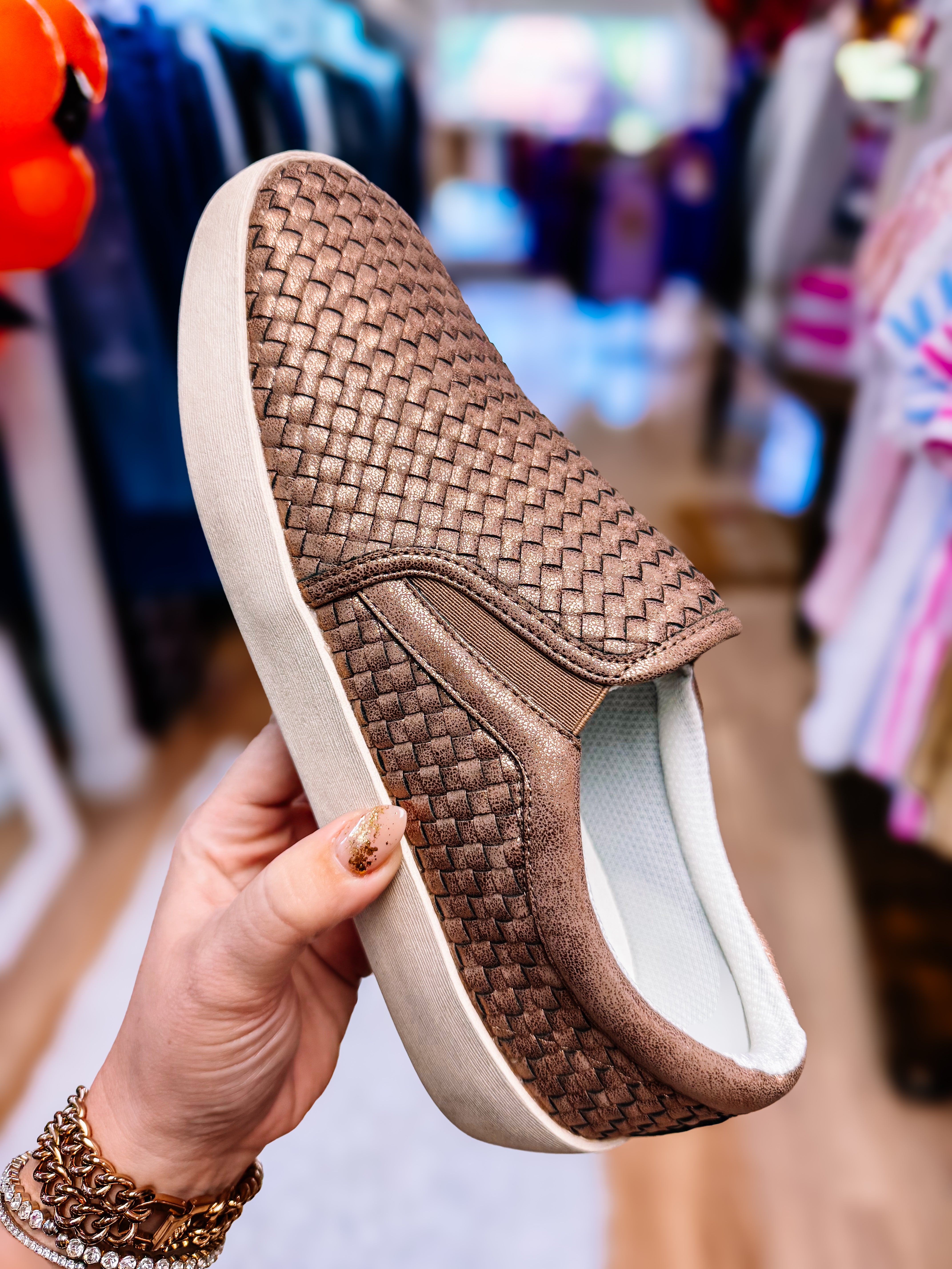 Corkys Bronze I'm Weaving Slip-on-Slip-Ons-Dear Me Southern Boutique, located in DeRidder, Louisiana