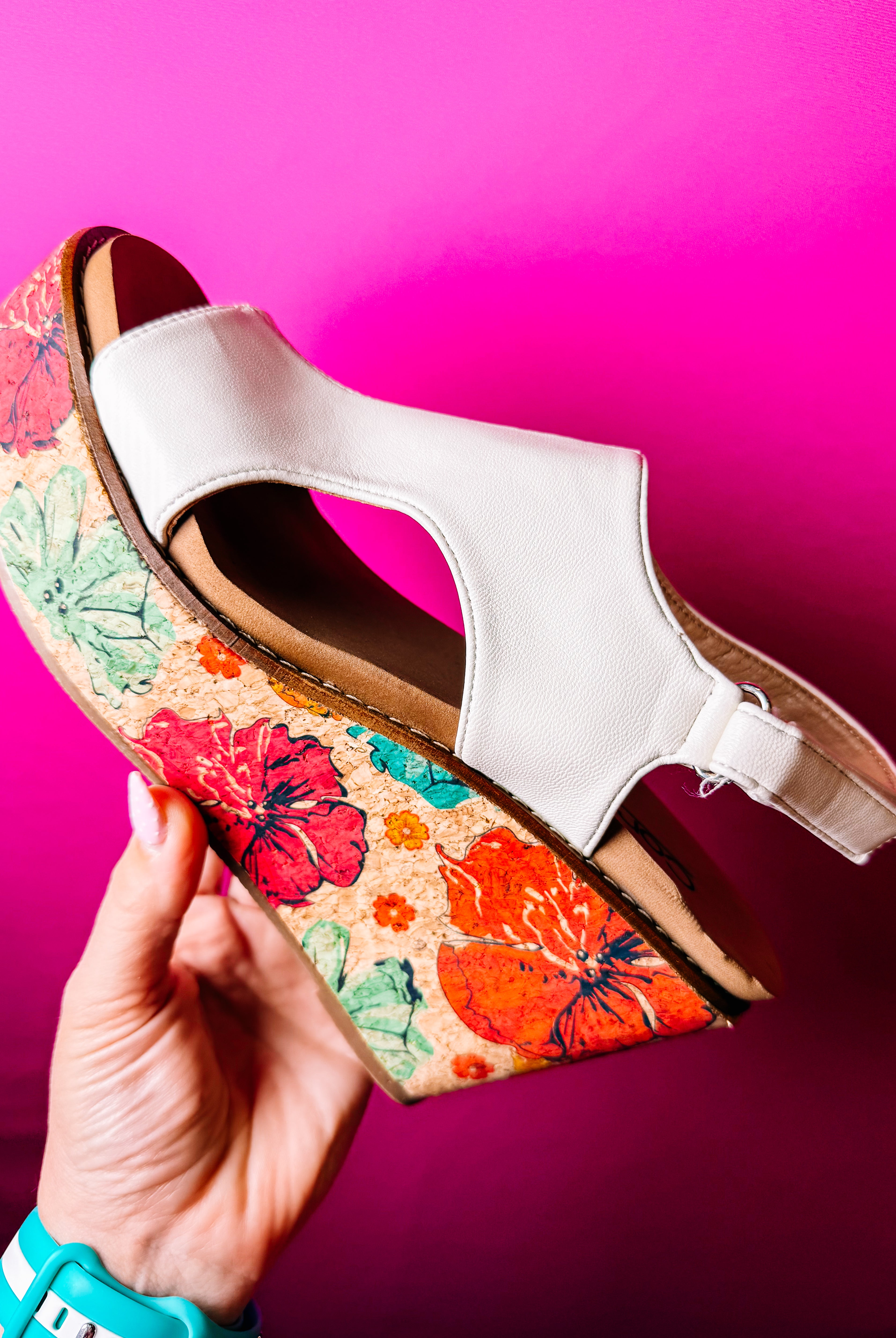 Corkys Freddie Wedges - White Floral-Sandals-Dear Me Southern Boutique, located in DeRidder, Louisiana