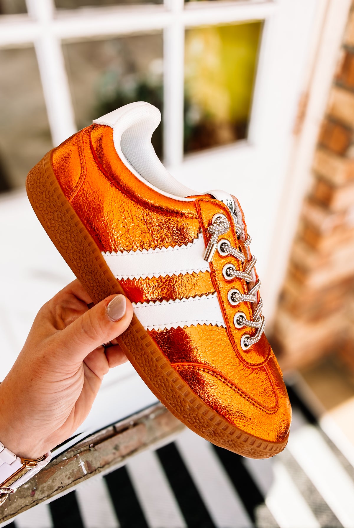 Corkys Heads Up Sneakers - Orange Metallic-Shoes-Dear Me Southern Boutique, located in DeRidder, Louisiana