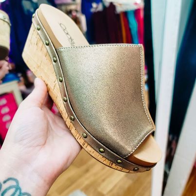 Corkys Hissy Fit Wedges - Bronze-Wedges-Dear Me Southern Boutique, located in DeRidder, Louisiana