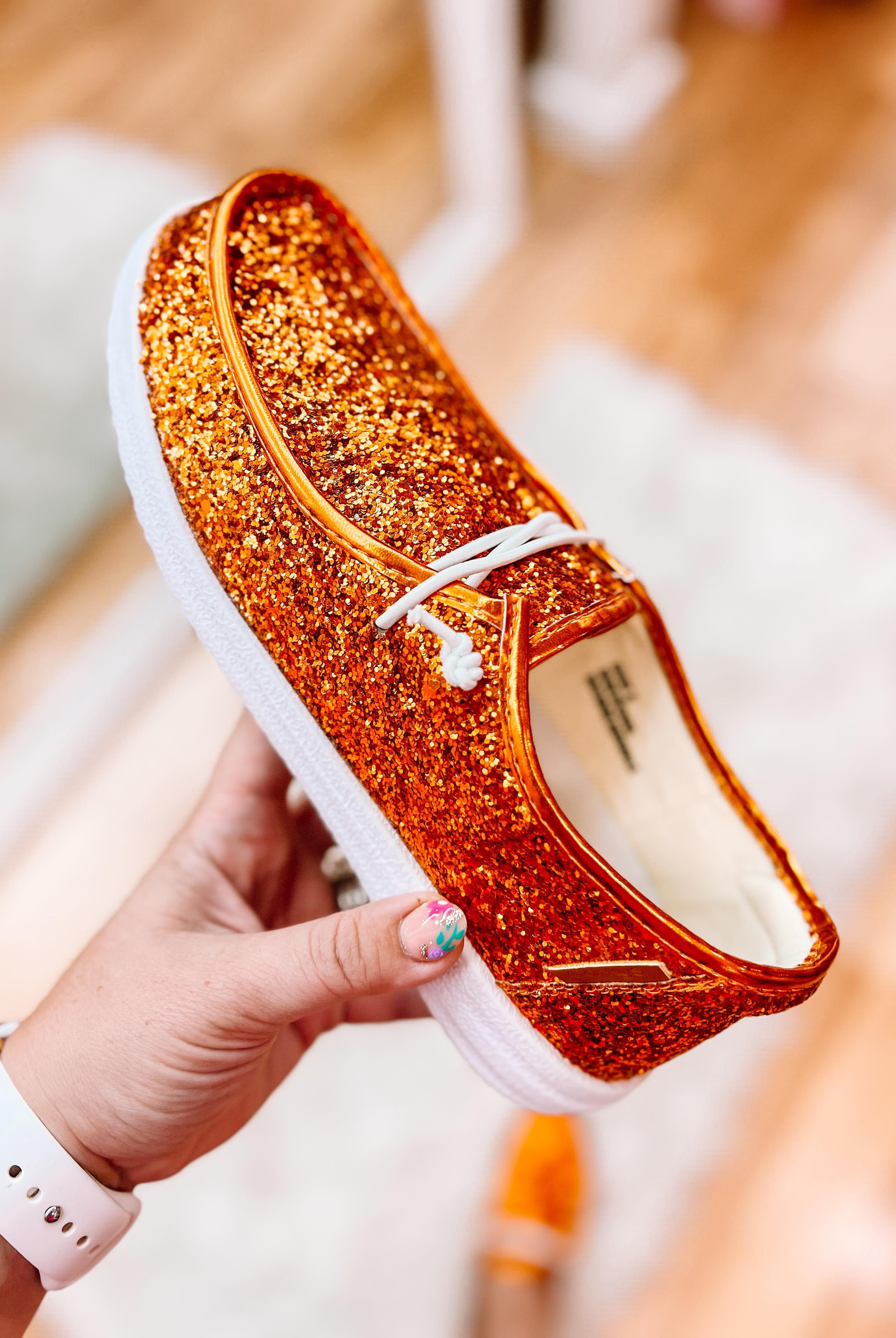 Corkys Kayak - Orange Glitter-Final Sale-Slip-Ons-Dear Me Southern Boutique, located in DeRidder, Louisiana