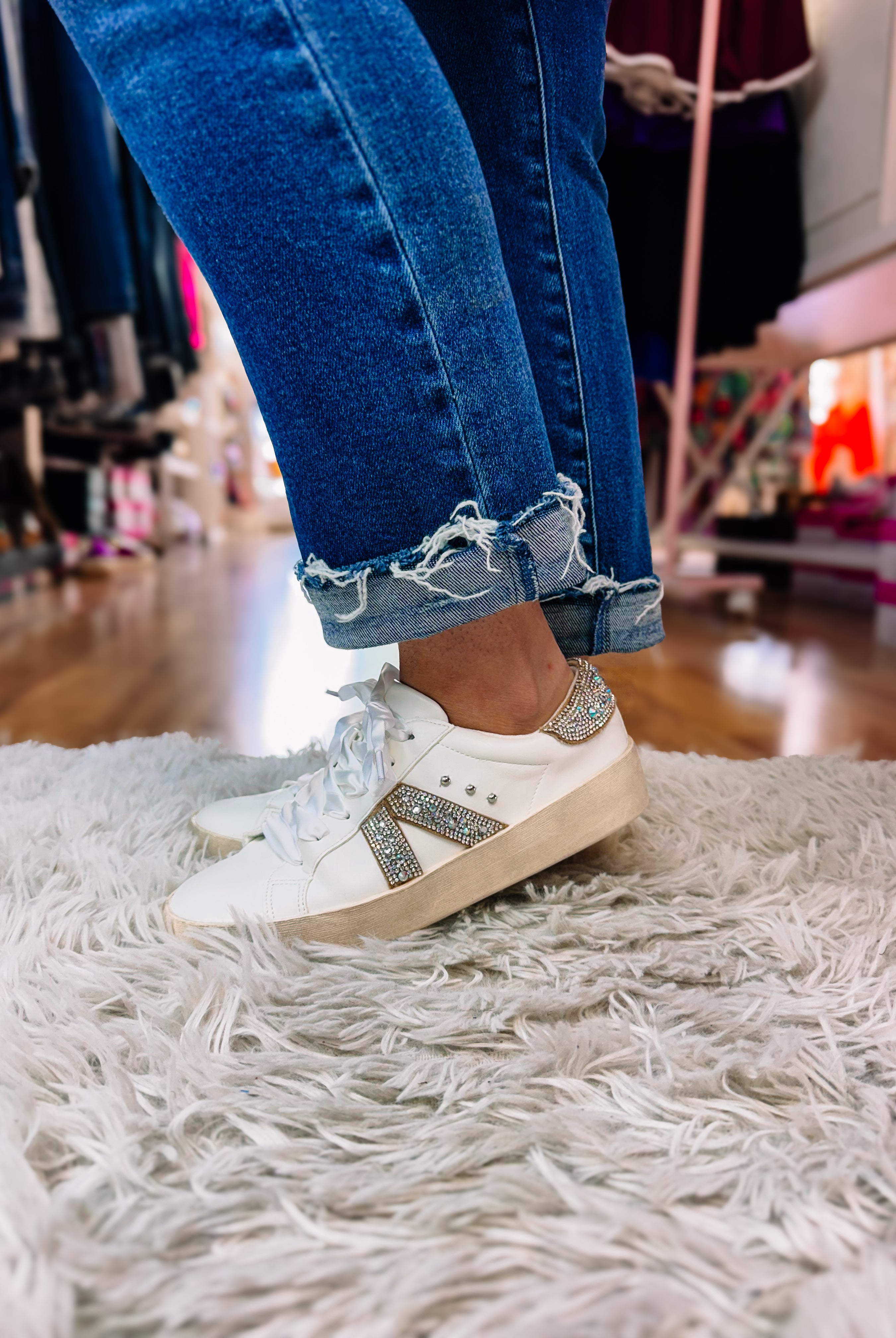 Corkys No Chaser Sneakers - White With Rhinestones-Sneakers-Dear Me Southern Boutique, located in DeRidder, Louisiana