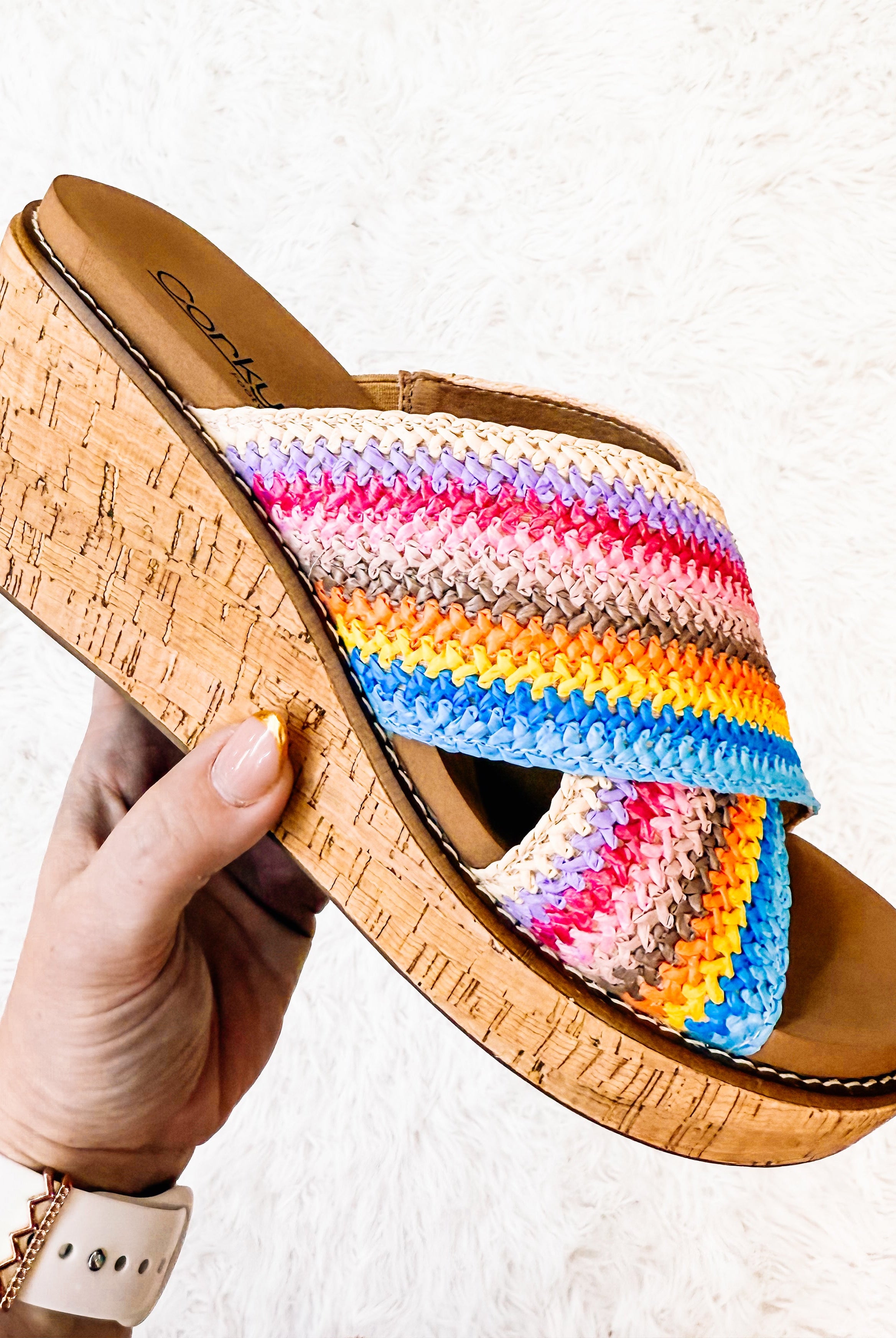 Corkys Peace Out Wedges - Multi-Wedges-Dear Me Southern Boutique, located in DeRidder, Louisiana
