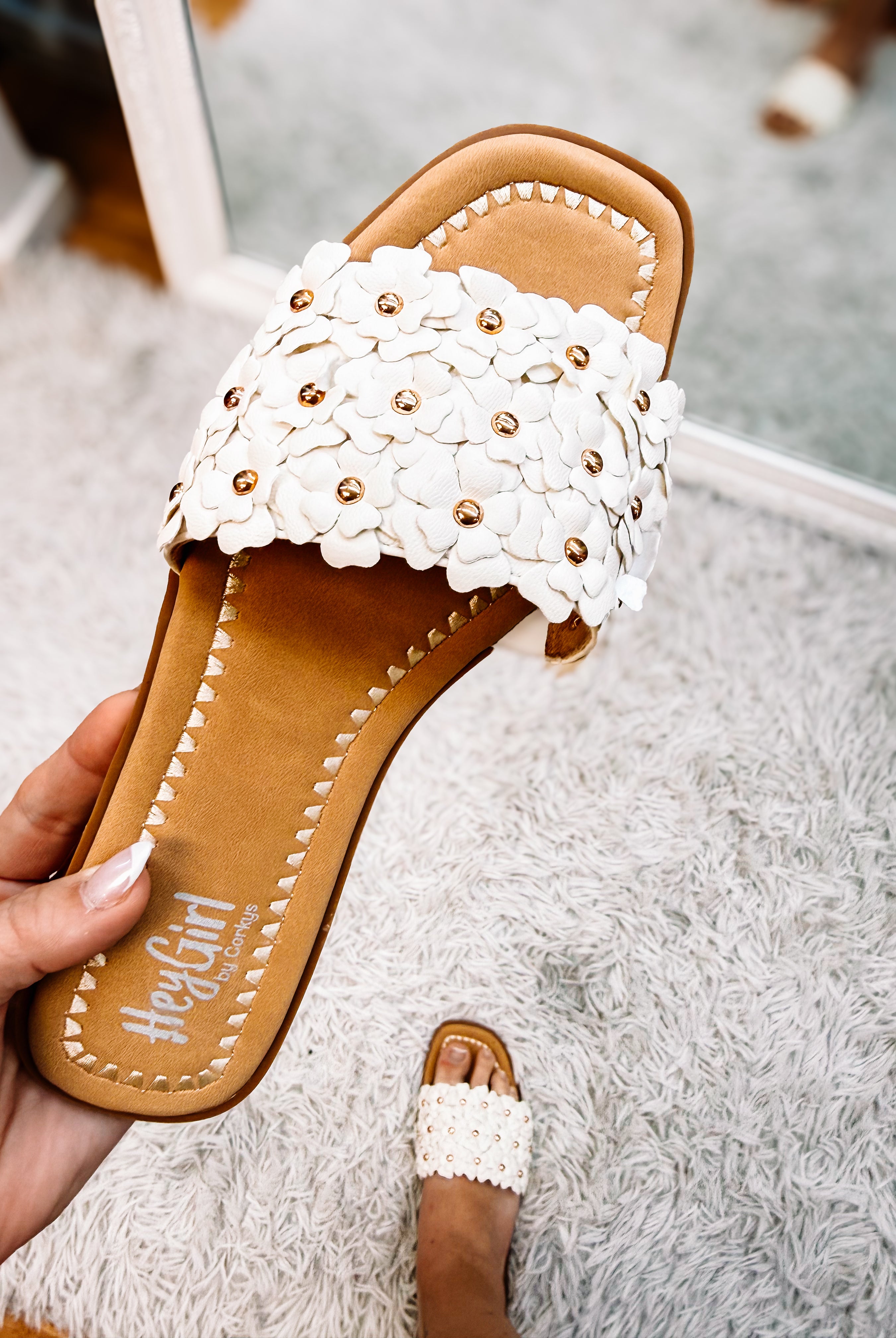 Corkys Spring Fever Sandals- White-Sandals-Dear Me Southern Boutique, located in DeRidder, Louisiana