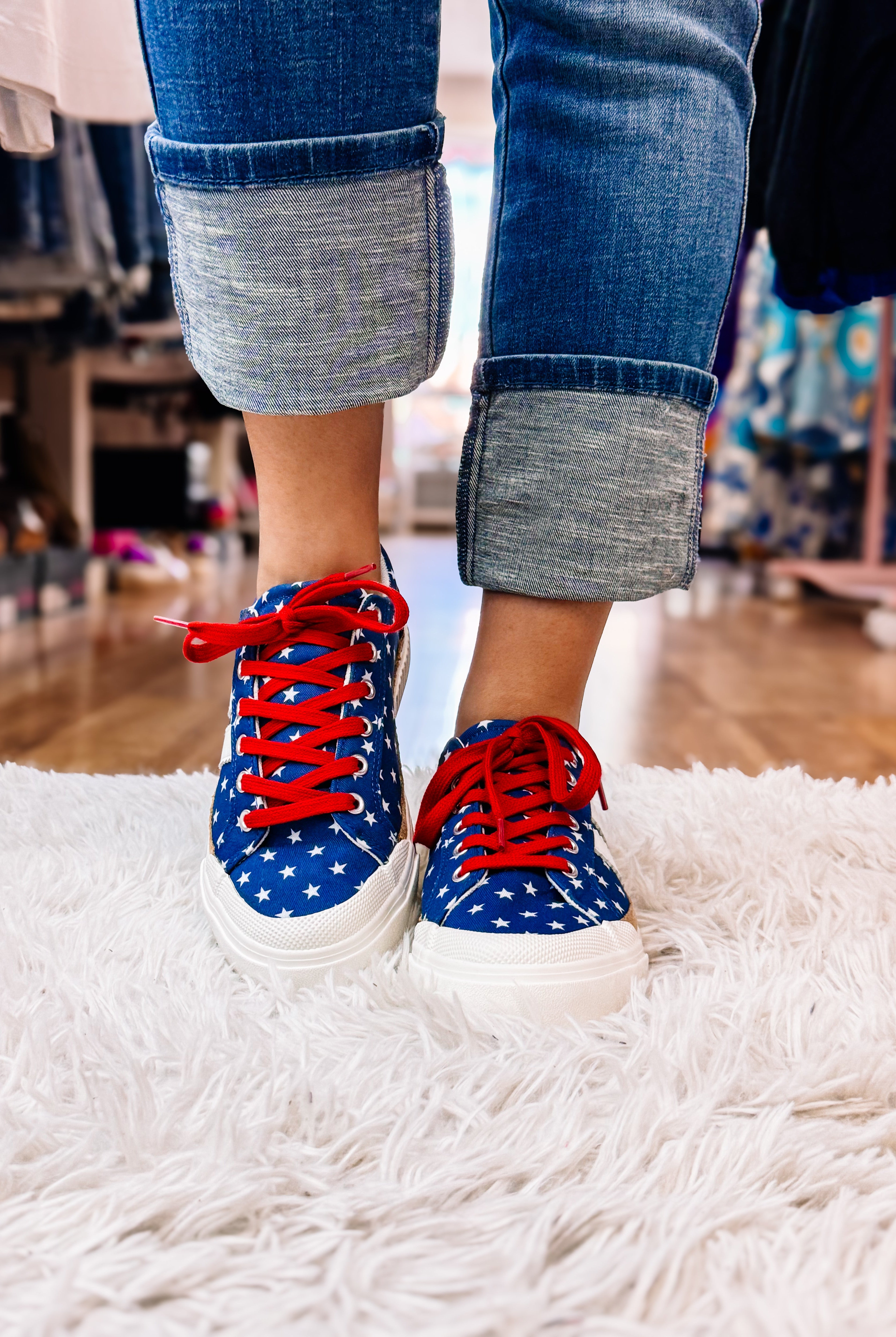 Corkys That's Her Blue with White Stars Patriotic Sneakers-Sneakers-Dear Me Southern Boutique, located in DeRidder, Louisiana