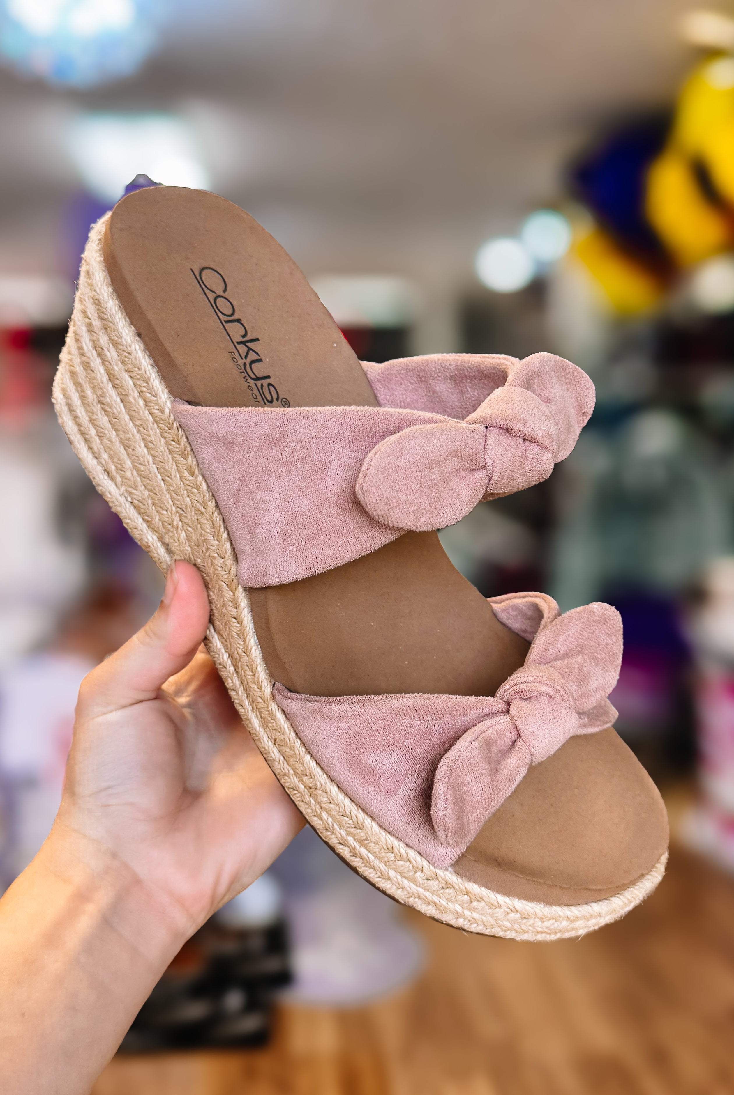 Corkys Tie The Knot Wedges - Blush-Wedges-Dear Me Southern Boutique, located in DeRidder, Louisiana