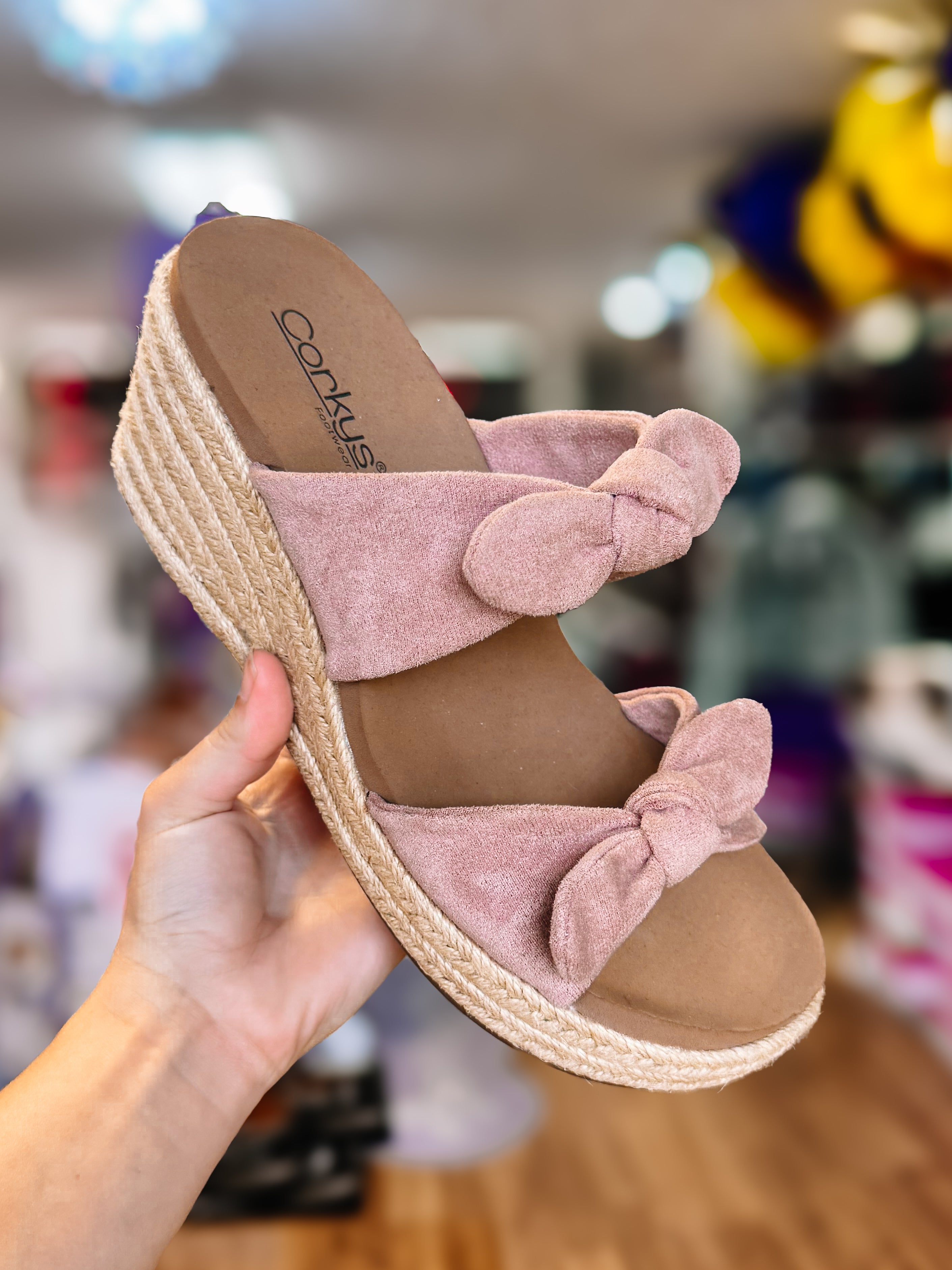 Corkys Tie The Knot Wedges - Blush-Wedges-Dear Me Southern Boutique, located in DeRidder, Louisiana