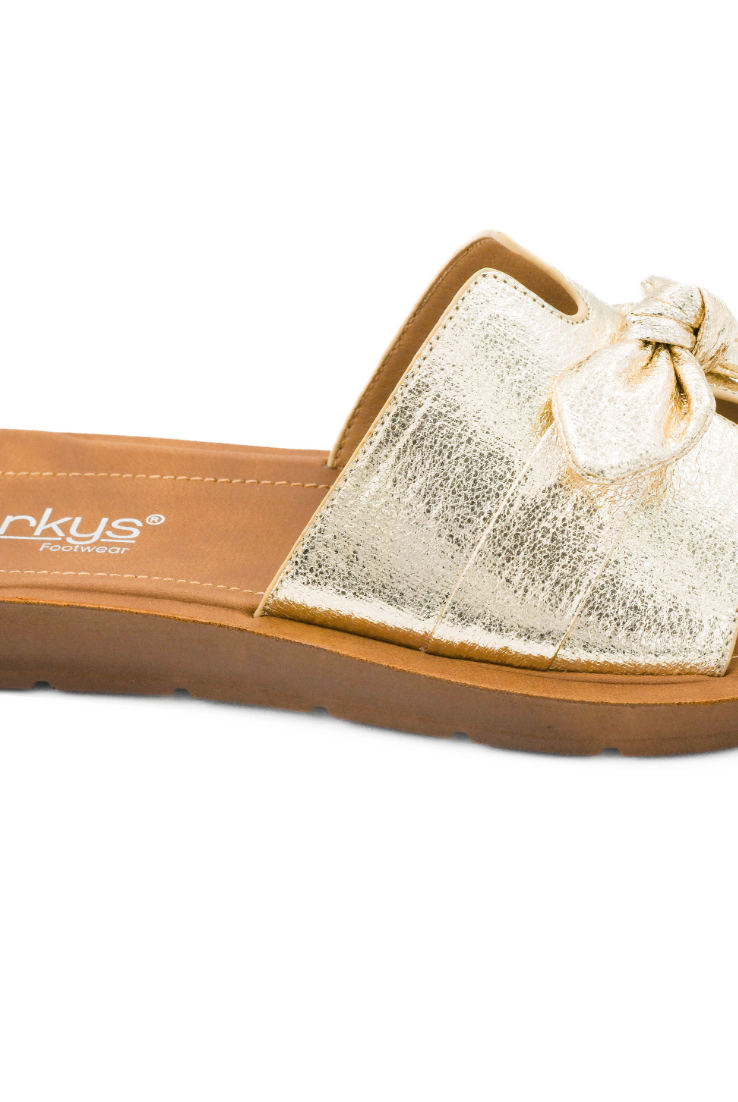Corkys Too Cute Sandals - Gold Crinkle Metallic-Sandals-Dear Me Southern Boutique, located in DeRidder, Louisiana