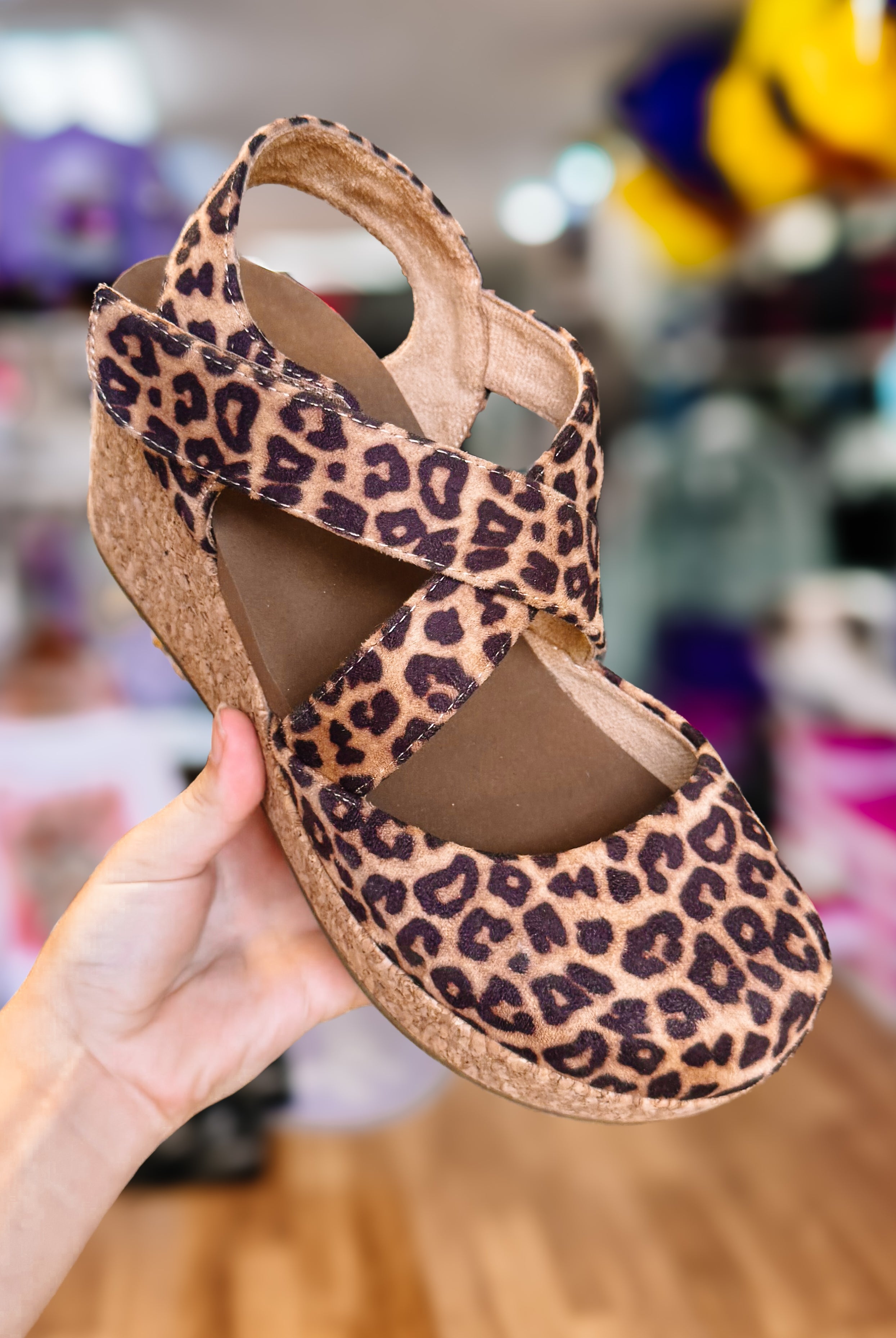 Corkys What's the Rush Wedges- Leopard-Sandals-Dear Me Southern Boutique, located in DeRidder, Louisiana