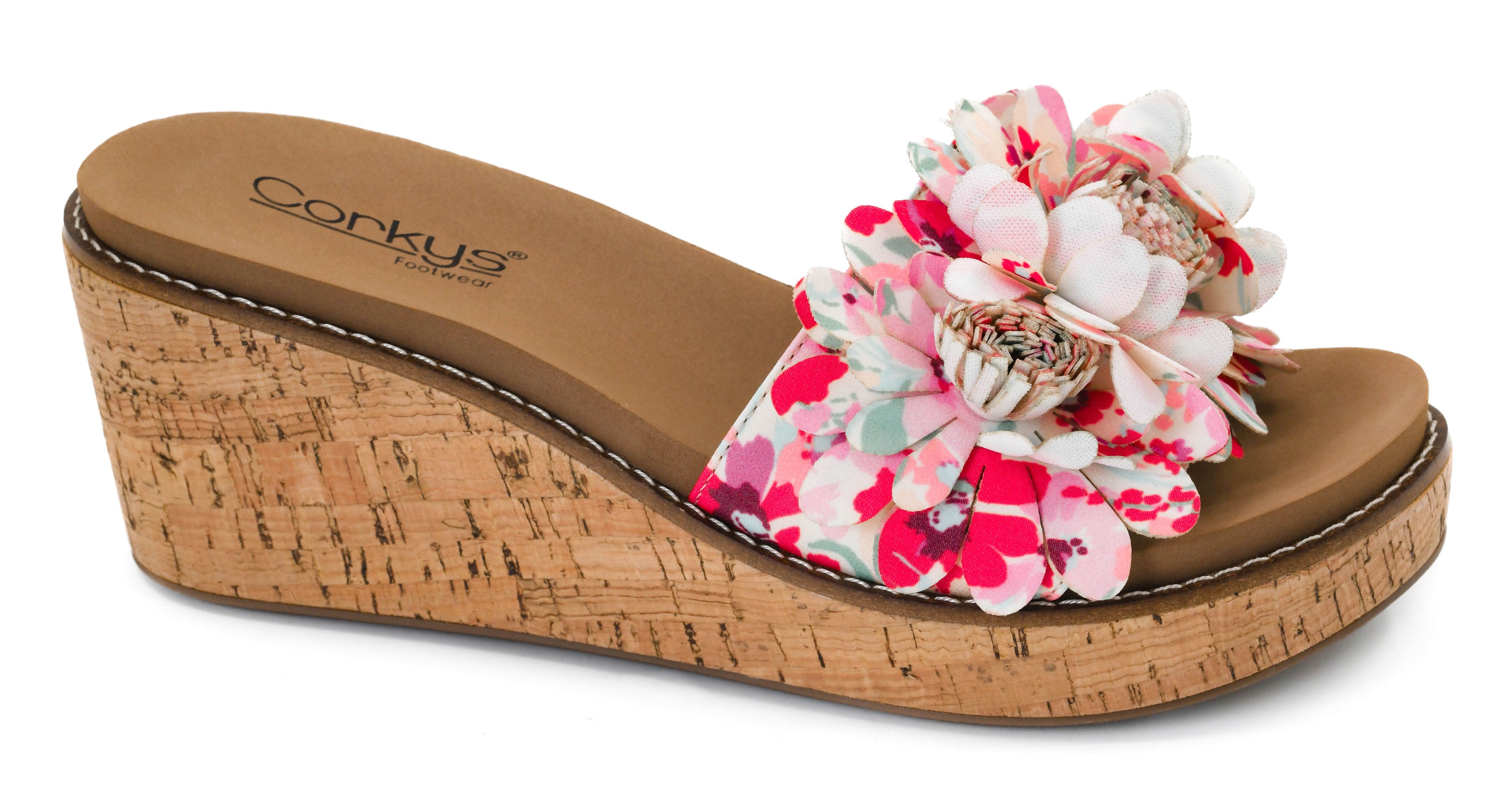 Corkys Wildflower Wedges- White Floral-Mules-Dear Me Southern Boutique, located in DeRidder, Louisiana
