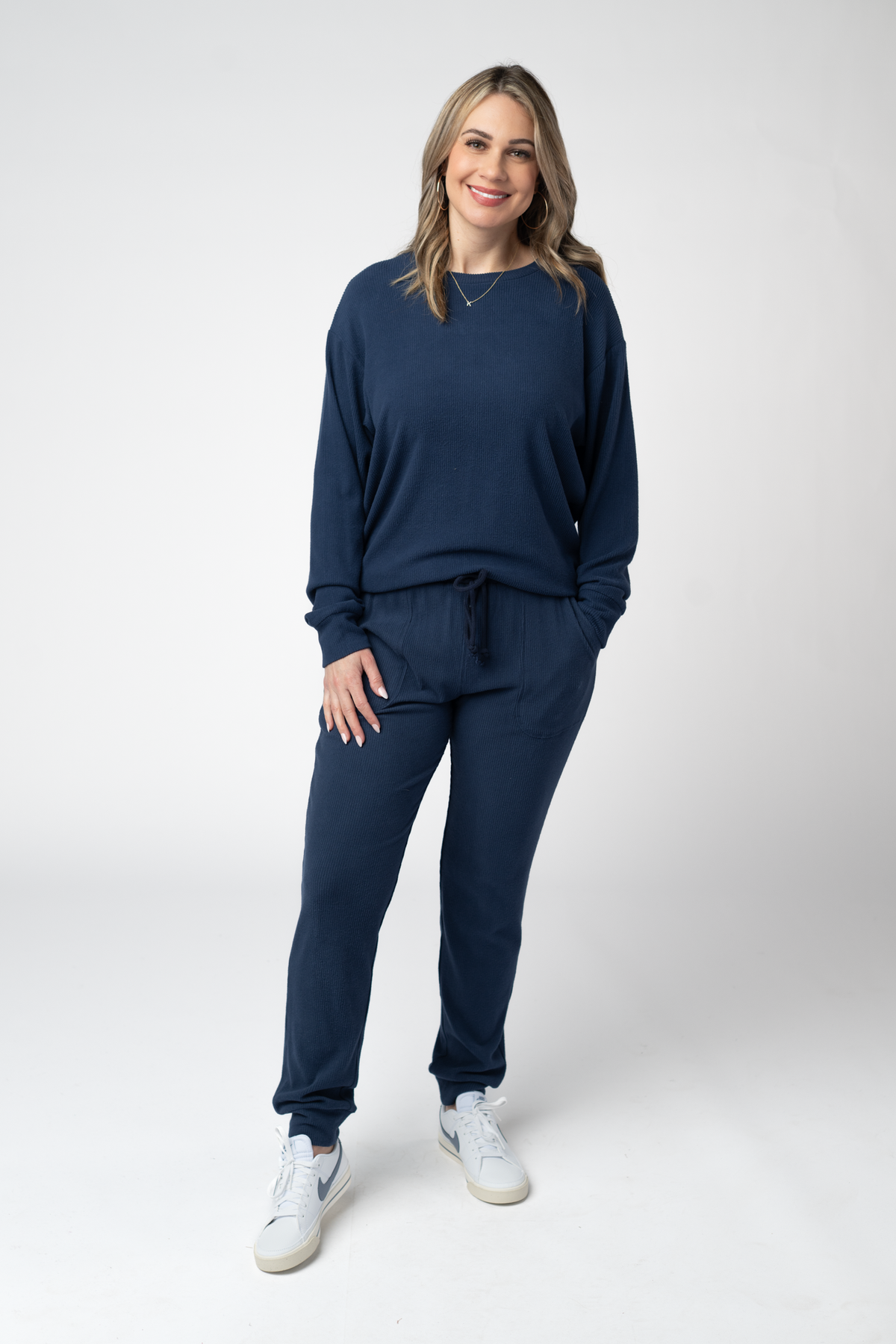 Corrine Joggers - Navy-Loungewear/Pajamas-Dear Me Southern Boutique, located in DeRidder, Louisiana