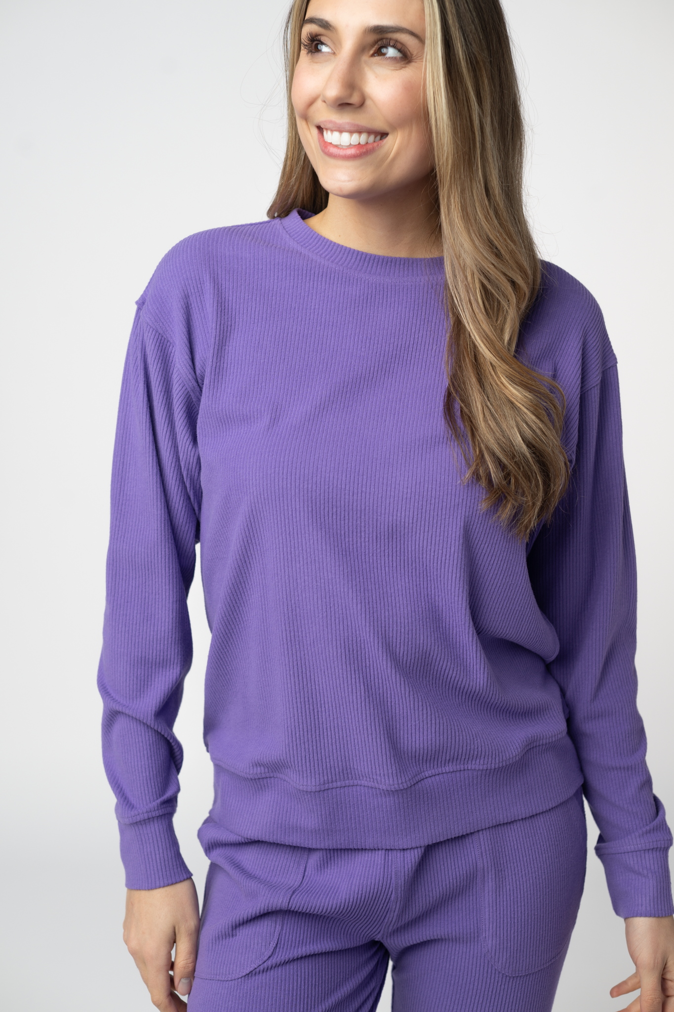 Corrine Ribbed Pullover Top - Purple-Pullover-Dear Me Southern Boutique, located in DeRidder, Louisiana
