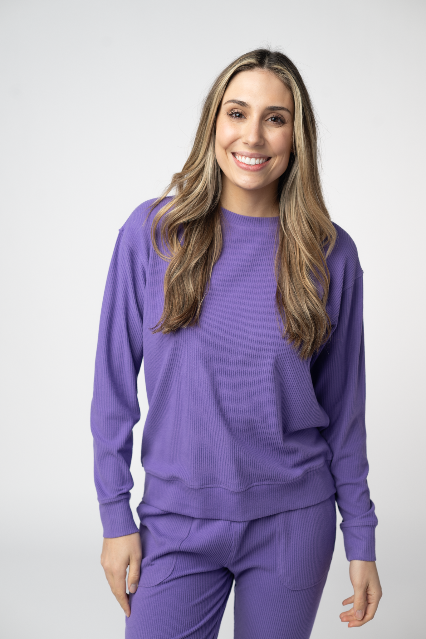 Corrine Ribbed Pullover Top - Purple-Pullover-Dear Me Southern Boutique, located in DeRidder, Louisiana