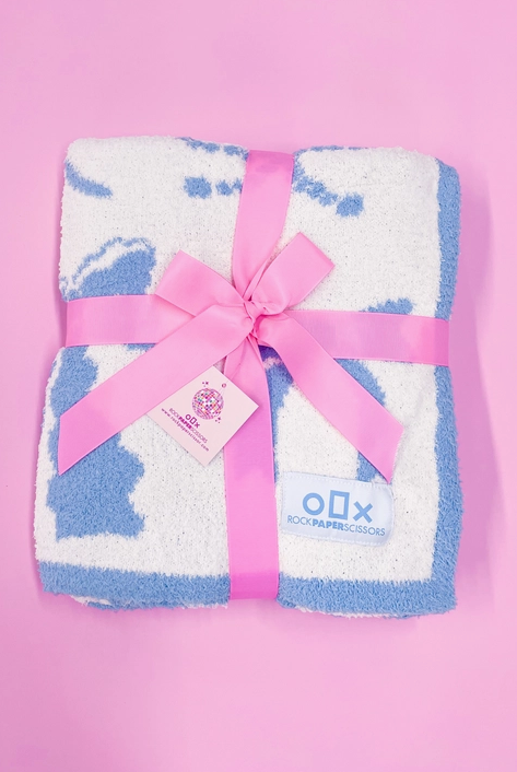 Cozy BLUE Bow Luxury Throw Blanket-JAG Blankets-Dear Me Southern Boutique, located in DeRidder, Louisiana