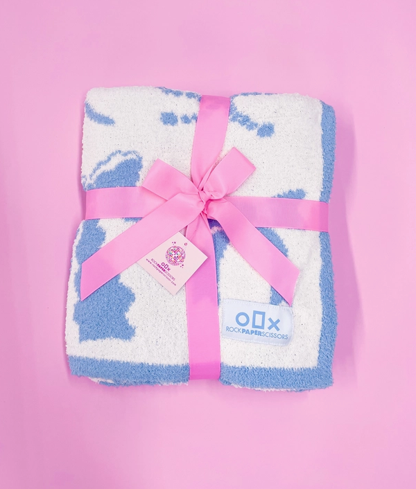 Cozy BLUE Bow Luxury Throw Blanket-JAG Blankets-Dear Me Southern Boutique, located in DeRidder, Louisiana