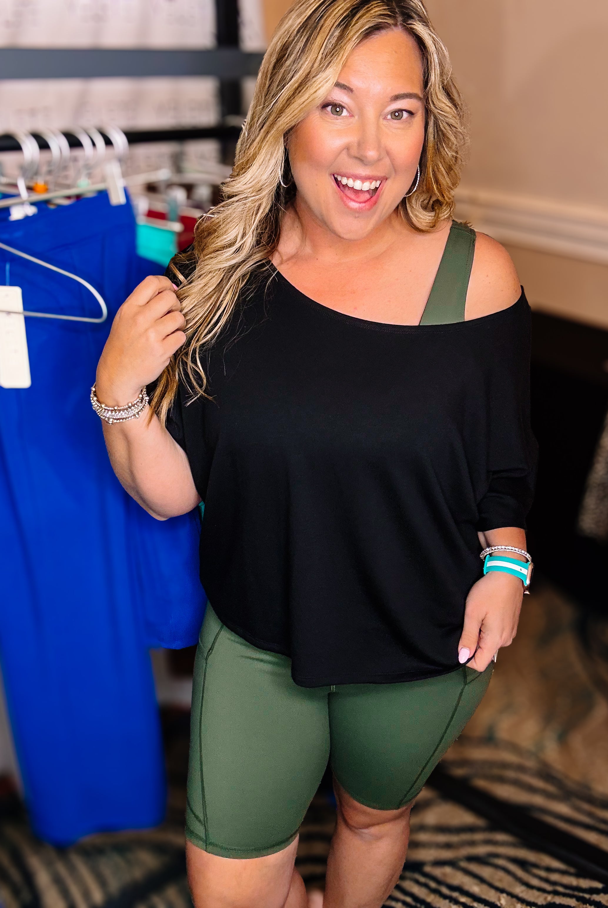 Criss Cross Black Top-Loungewear-Dear Me Southern Boutique, located in DeRidder, Louisiana