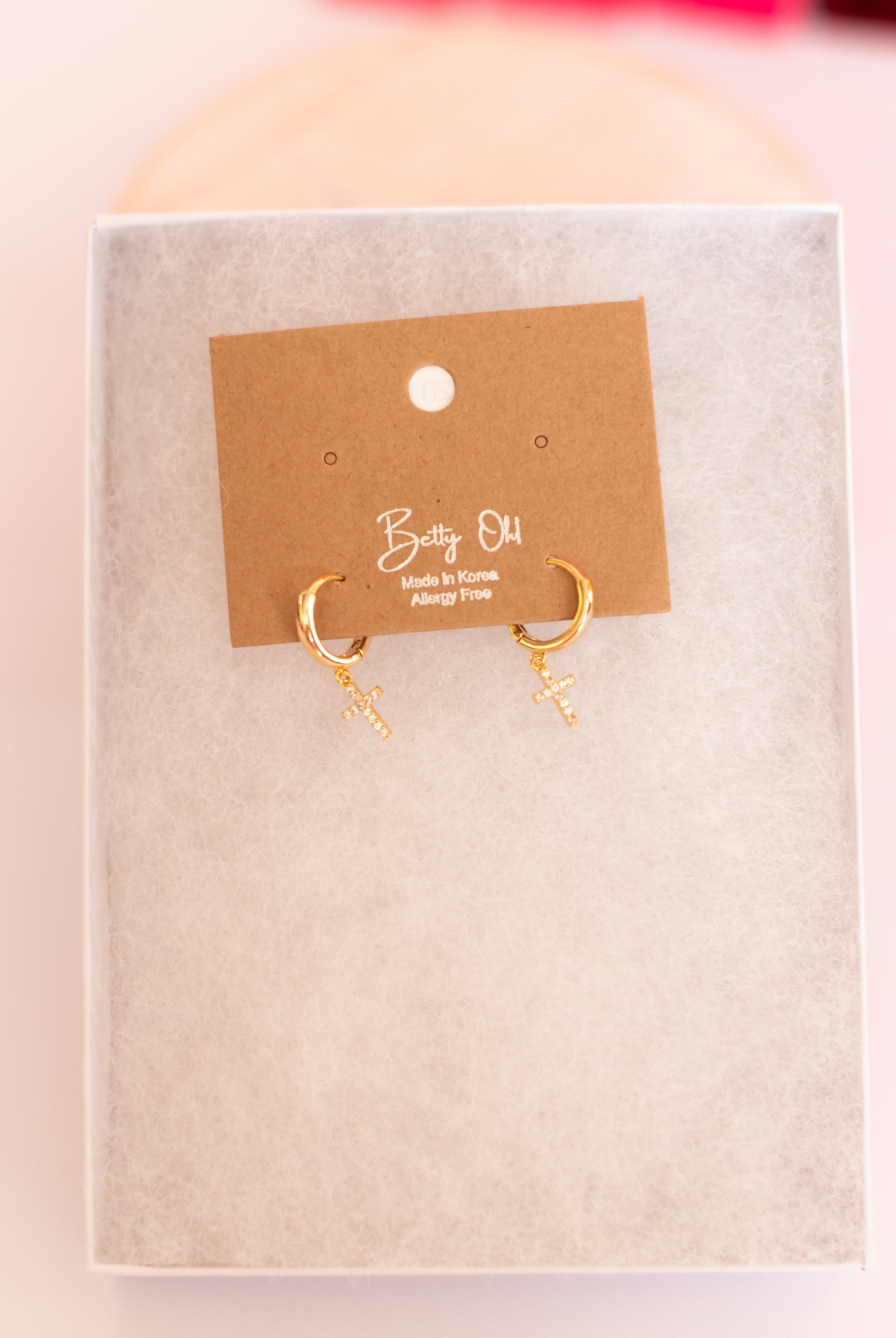 Cross Huggie Hoop Earrings-Earrings-Dear Me Southern Boutique, located in DeRidder, Louisiana