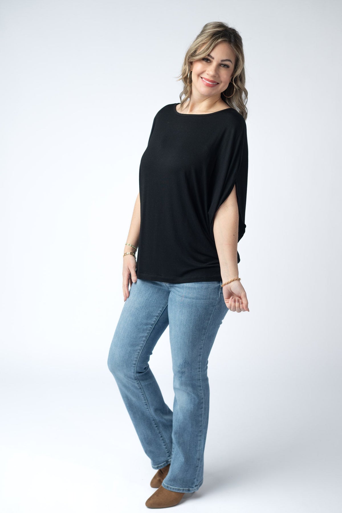 Darcy Dolman Top - Black-Dear Me Southern Boutique, located in DeRidder, Louisiana
