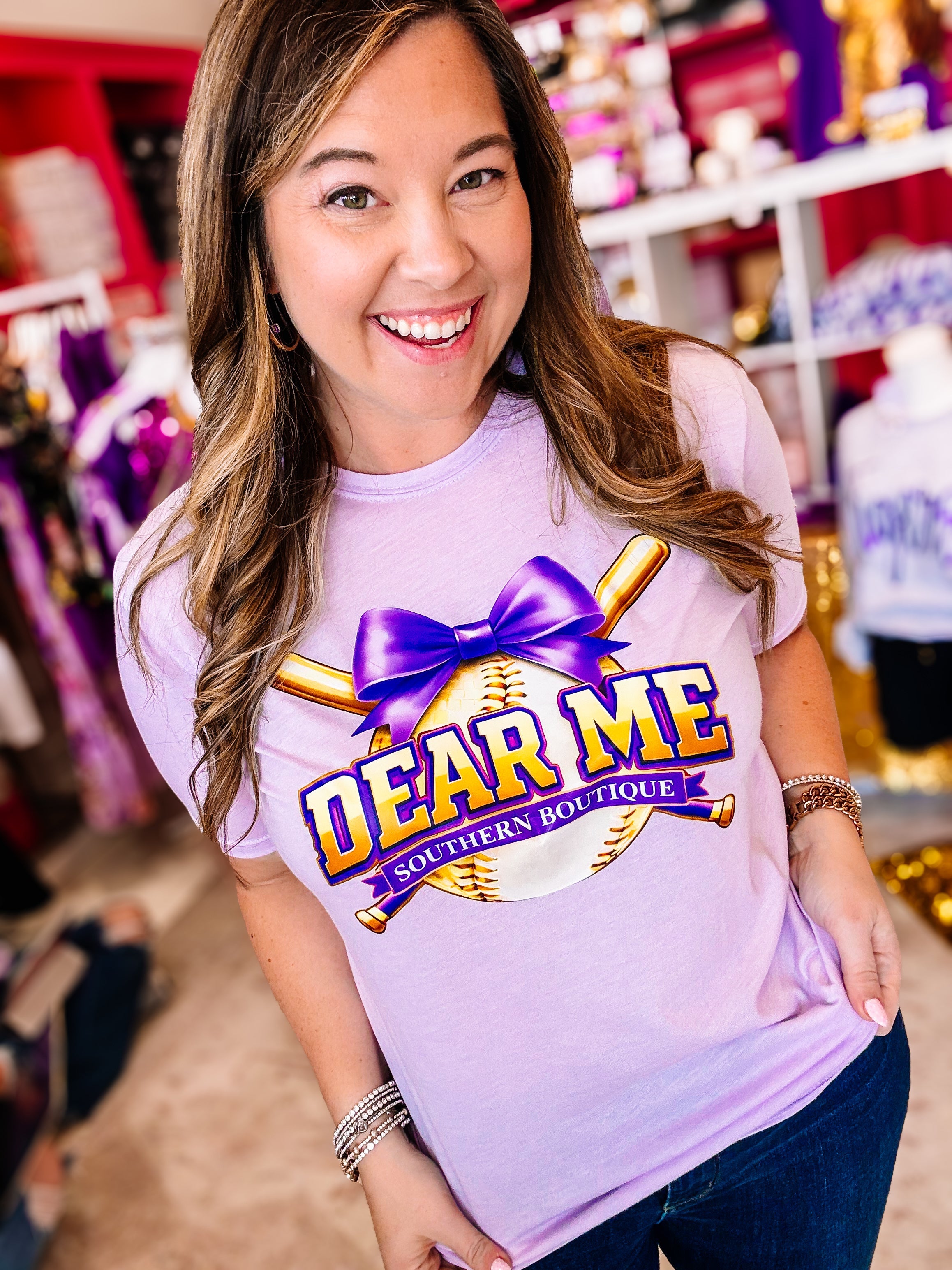 Dear Me Disco Baseball Merch Tee-Graphic Tops-Dear Me Southern Boutique, located in DeRidder, Louisiana
