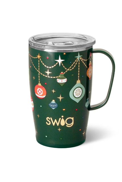 Deck The Halls Swig Travel Mug 18oz-Travel Mugs-Dear Me Southern Boutique, located in DeRidder, Louisiana