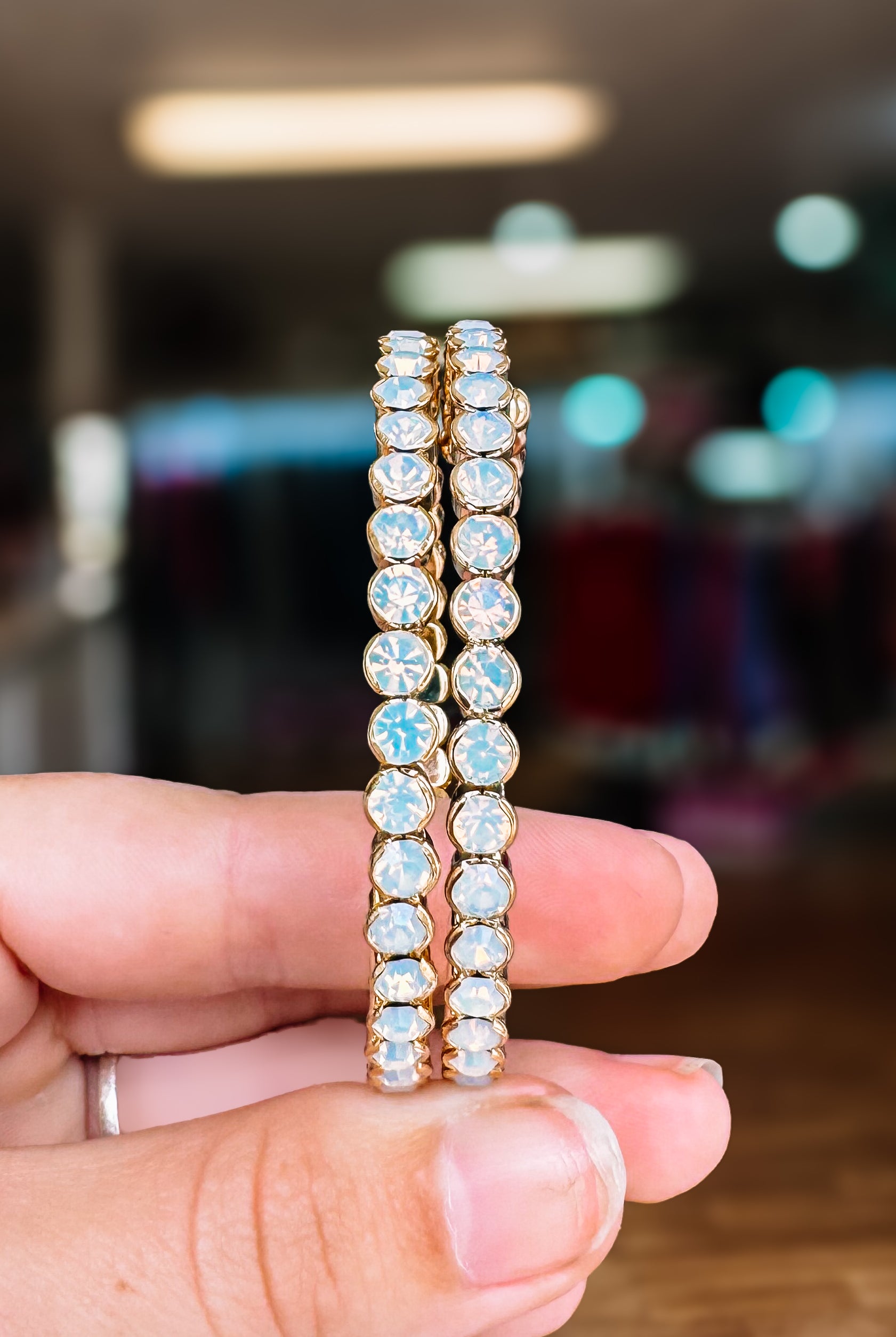 Destin Crystal Bangle - Gold Metal-Bracelets-Dear Me Southern Boutique, located in DeRidder, Louisiana