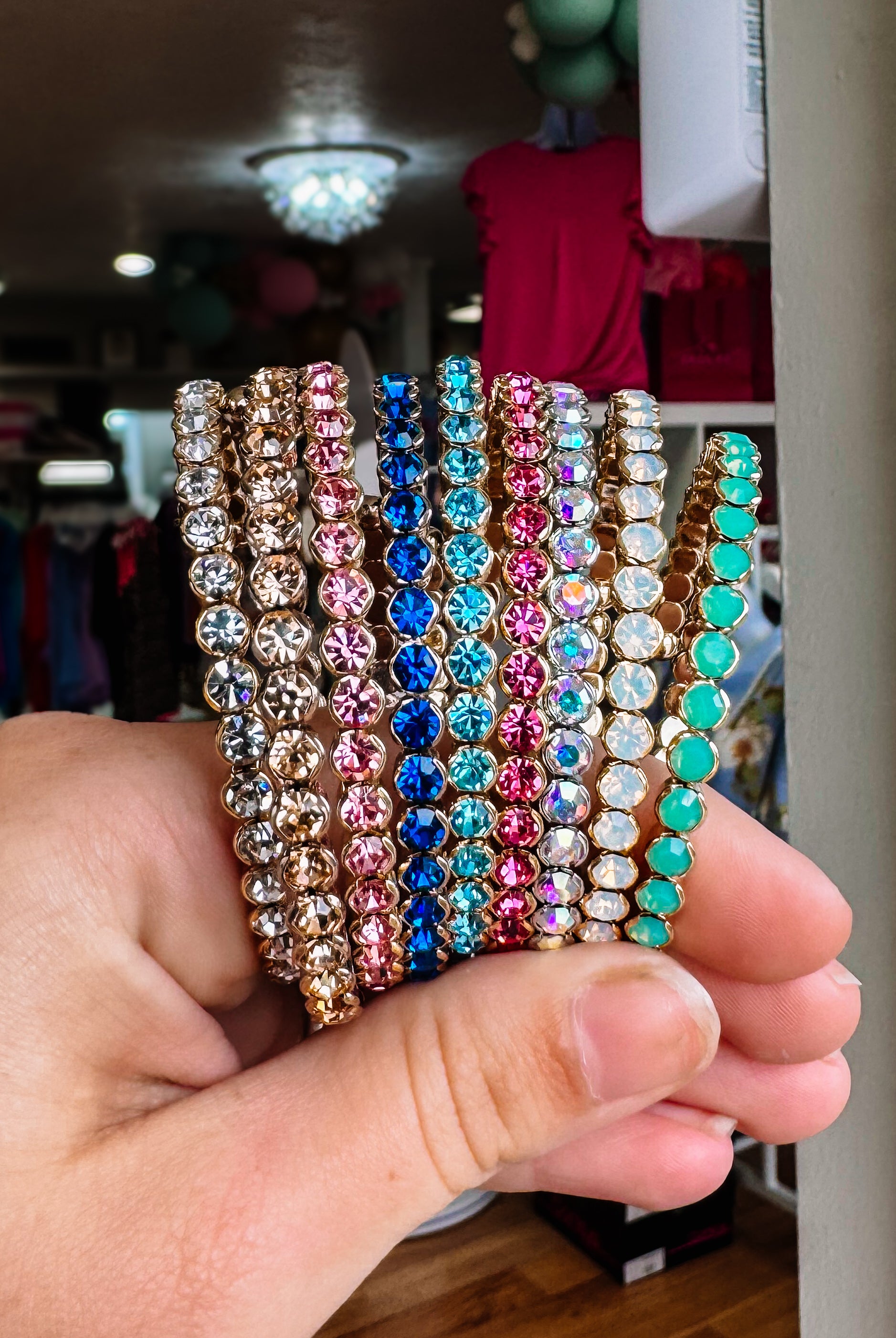 Destin Crystal Bangle - Gold Metal-Bracelets-Dear Me Southern Boutique, located in DeRidder, Louisiana