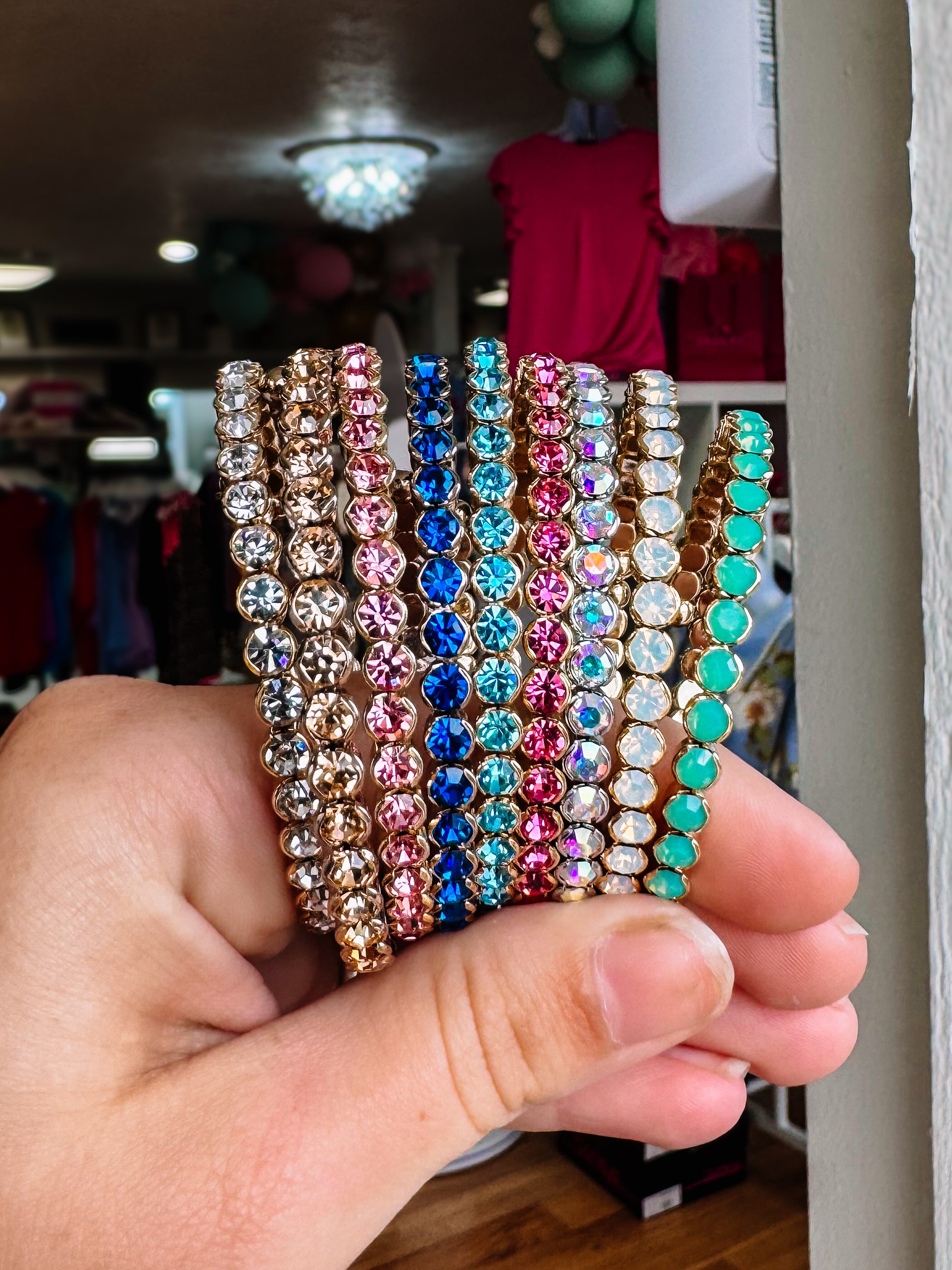 Destin Crystal Bangle - Gold Metal-Bracelets-Dear Me Southern Boutique, located in DeRidder, Louisiana