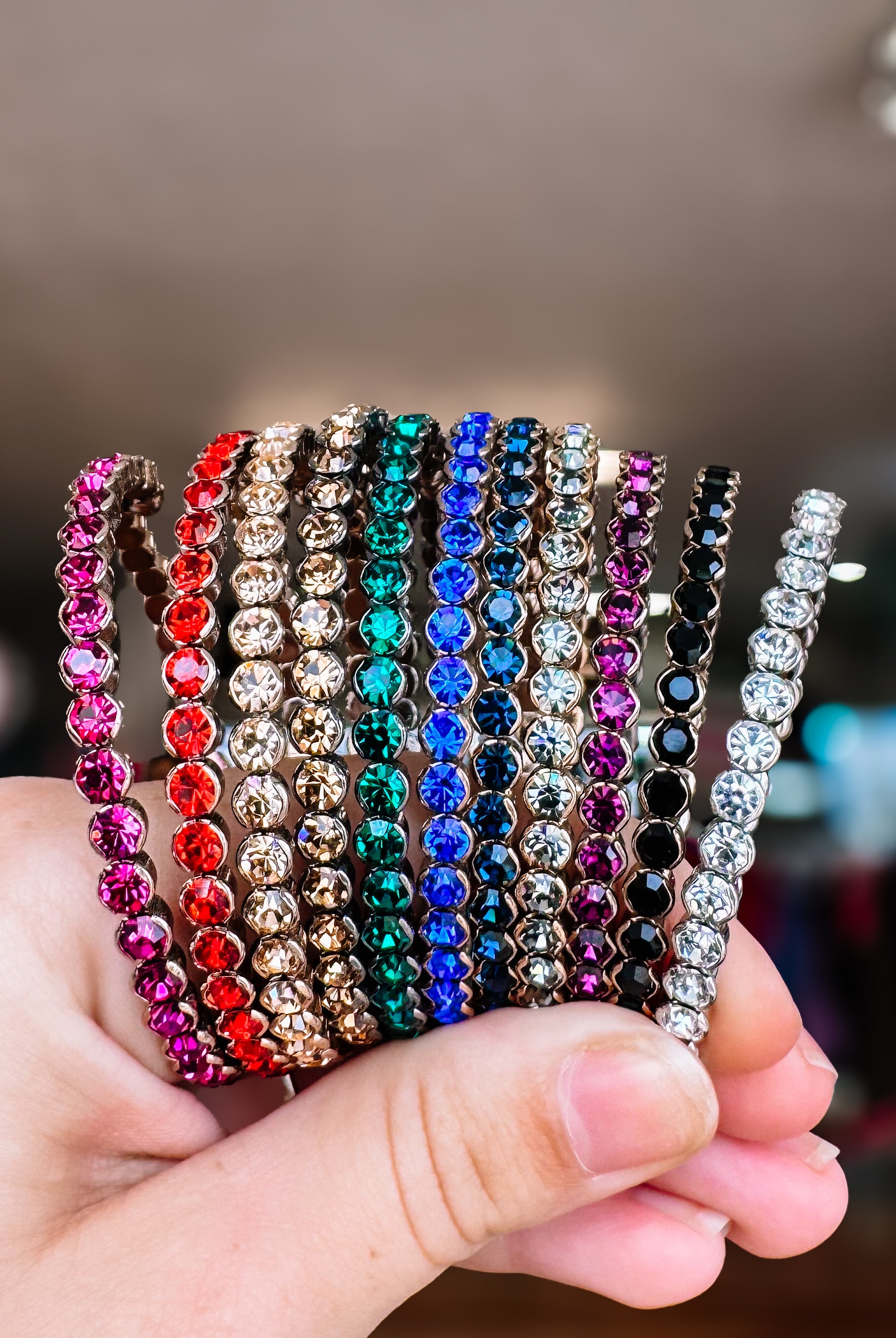 Destin Crystal Bangle - Chocolate Gold Metal-Bracelets-Dear Me Southern Boutique, located in DeRidder, Louisiana