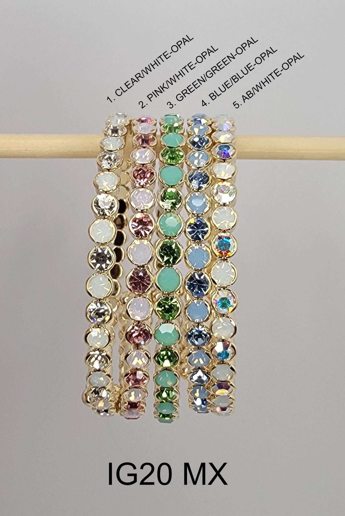 Destin Crystal Bangle Multi Color- Gold Metal-Bracelets-Dear Me Southern Boutique, located in DeRidder, Louisiana