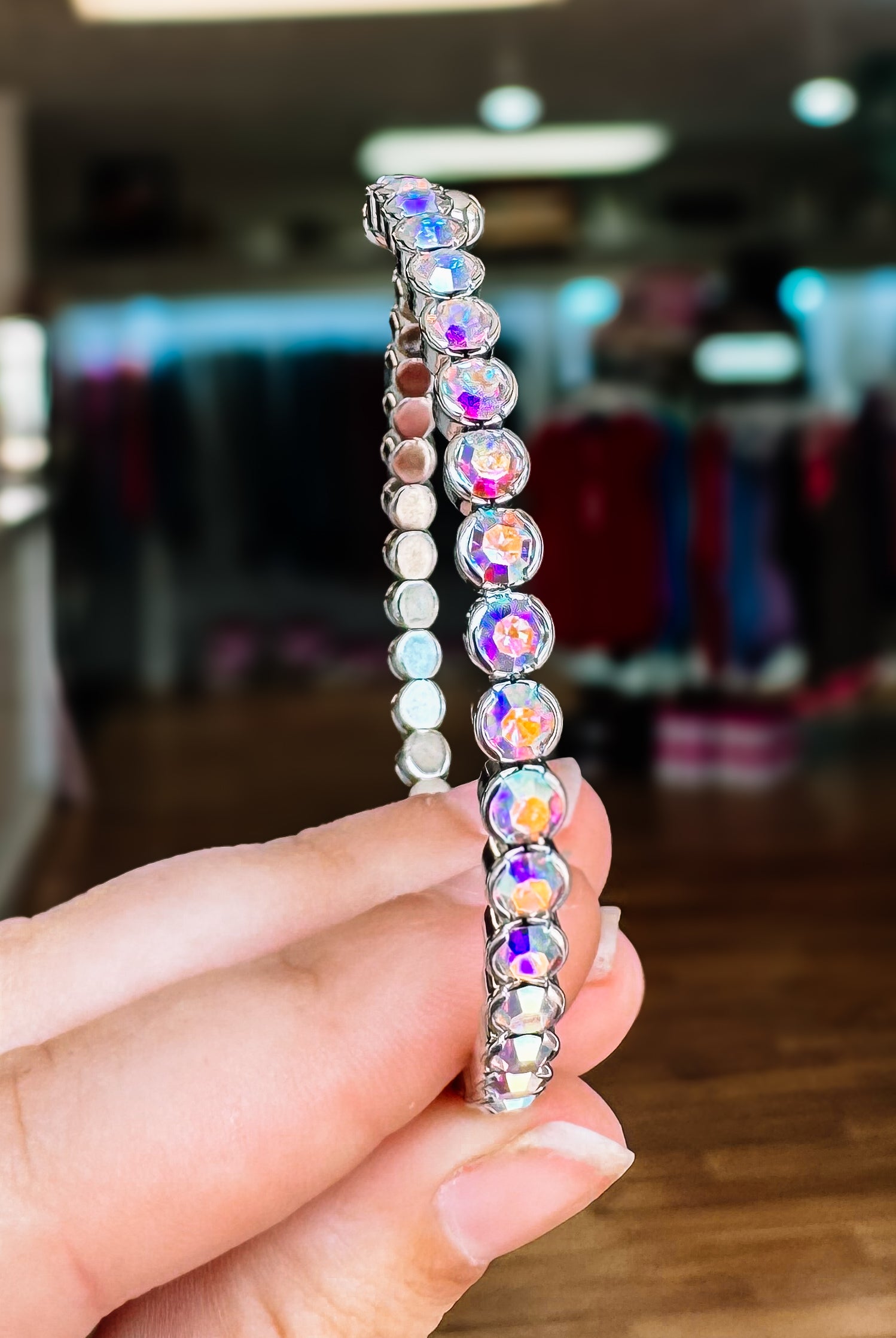 Destin Crystal Bangle - Silver Metal-Bracelets-Dear Me Southern Boutique, located in DeRidder, Louisiana