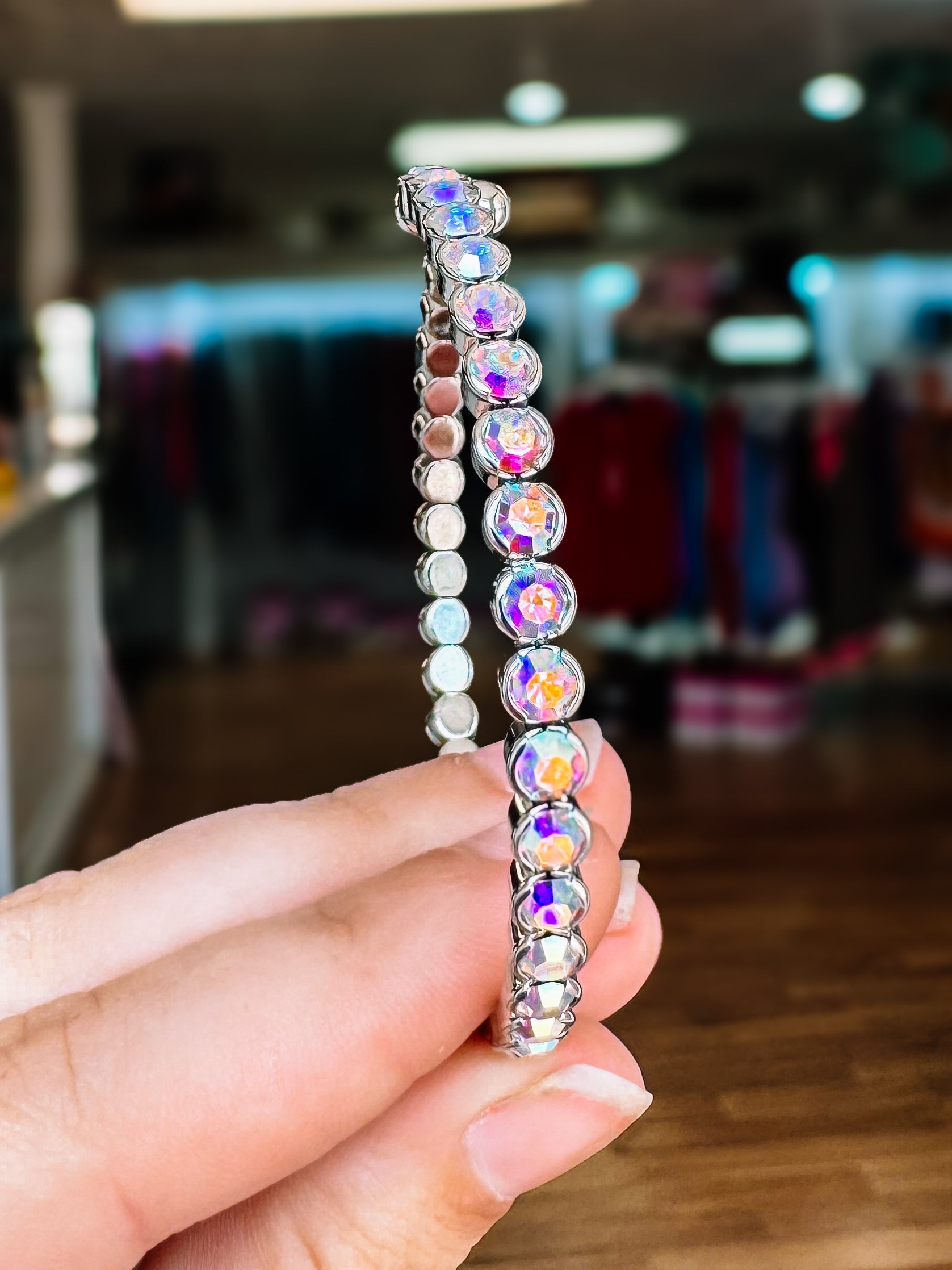 Destin Crystal Bangle - Silver Metal-Bracelets-Dear Me Southern Boutique, located in DeRidder, Louisiana