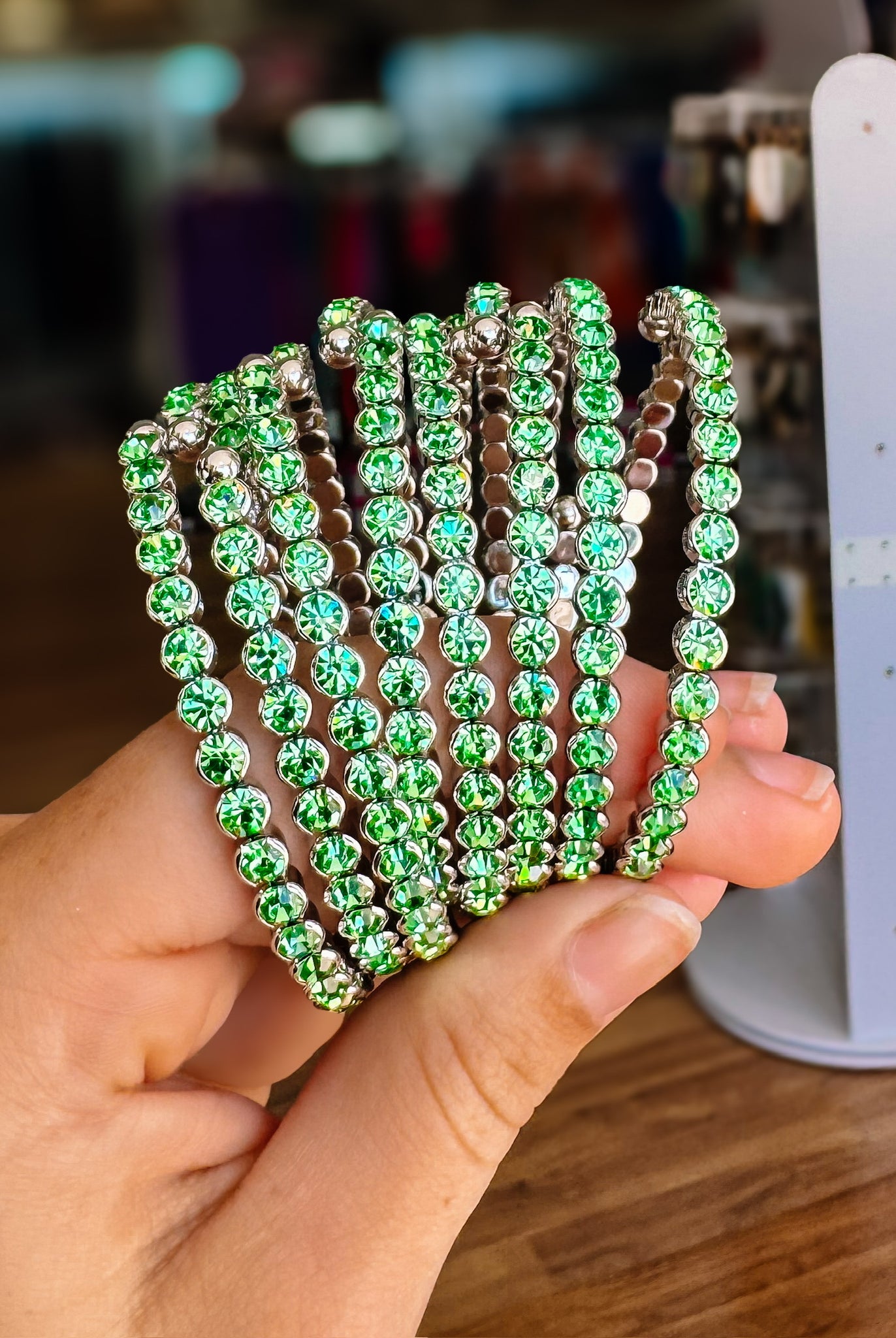 Destin Crystal Bangle - Silver Metal-Bracelets-Dear Me Southern Boutique, located in DeRidder, Louisiana