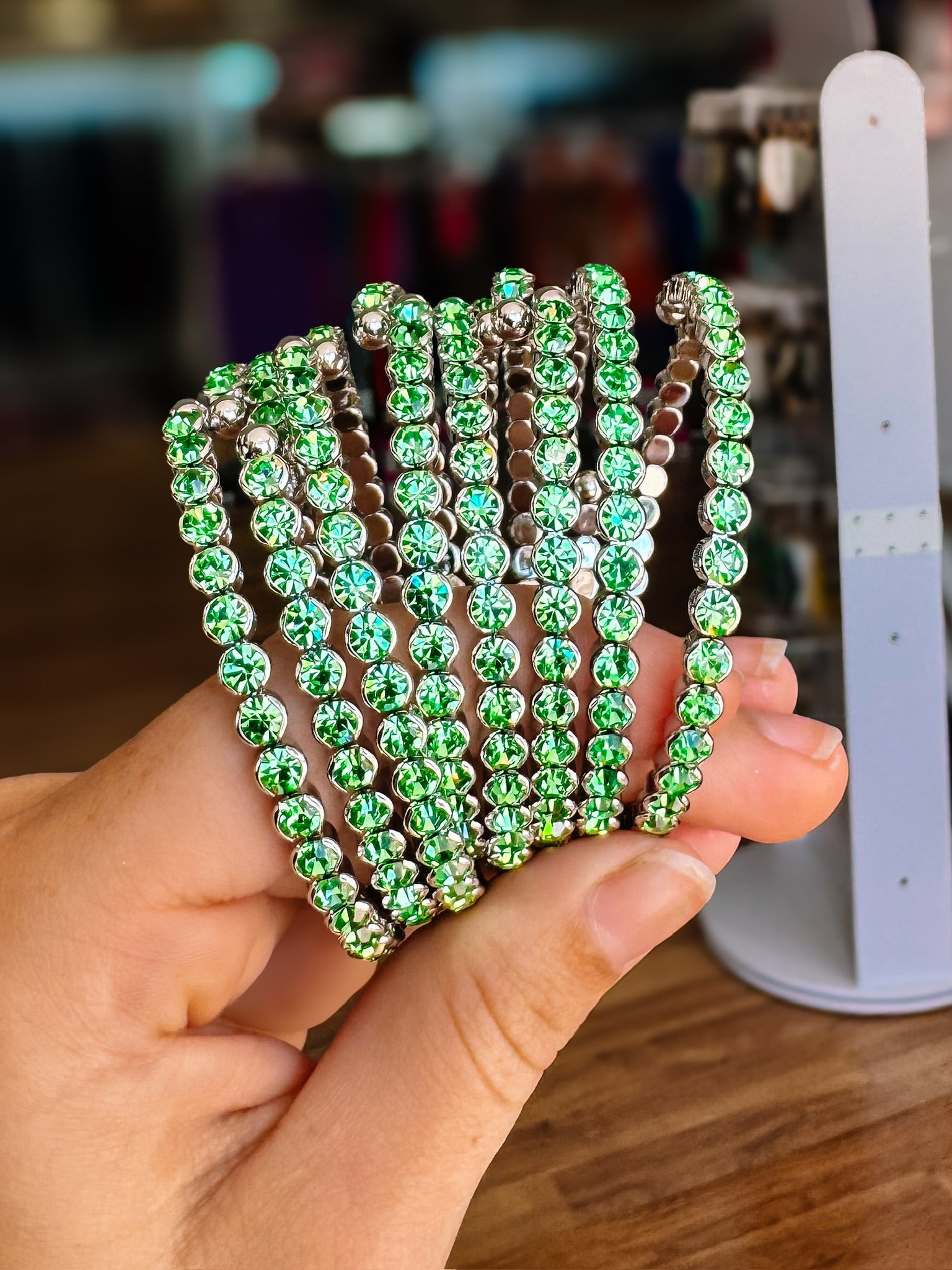 Destin Crystal Bangle - Silver Metal-Bracelets-Dear Me Southern Boutique, located in DeRidder, Louisiana