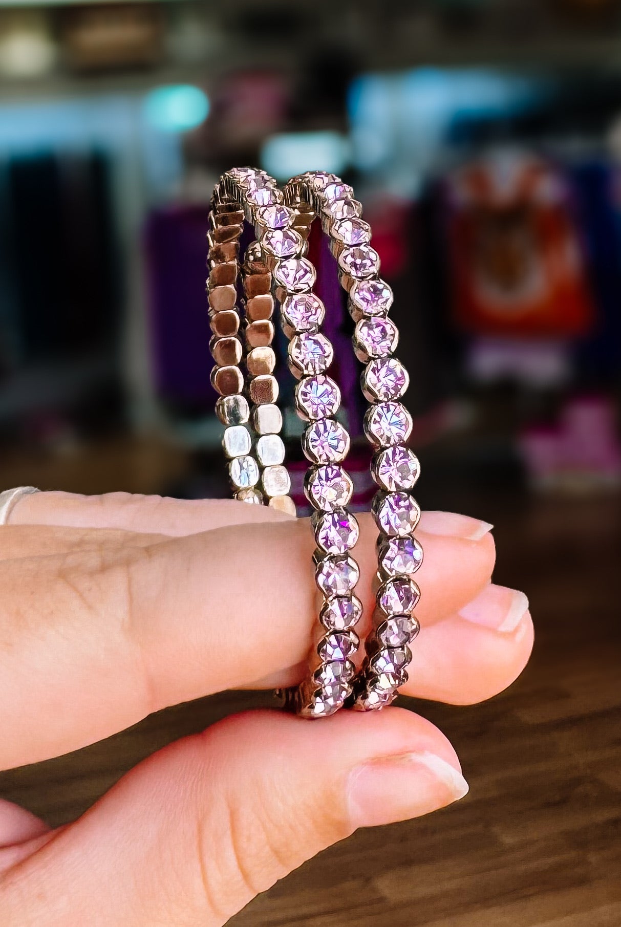Destin Crystal Bangle - Silver Metal-Bracelets-Dear Me Southern Boutique, located in DeRidder, Louisiana