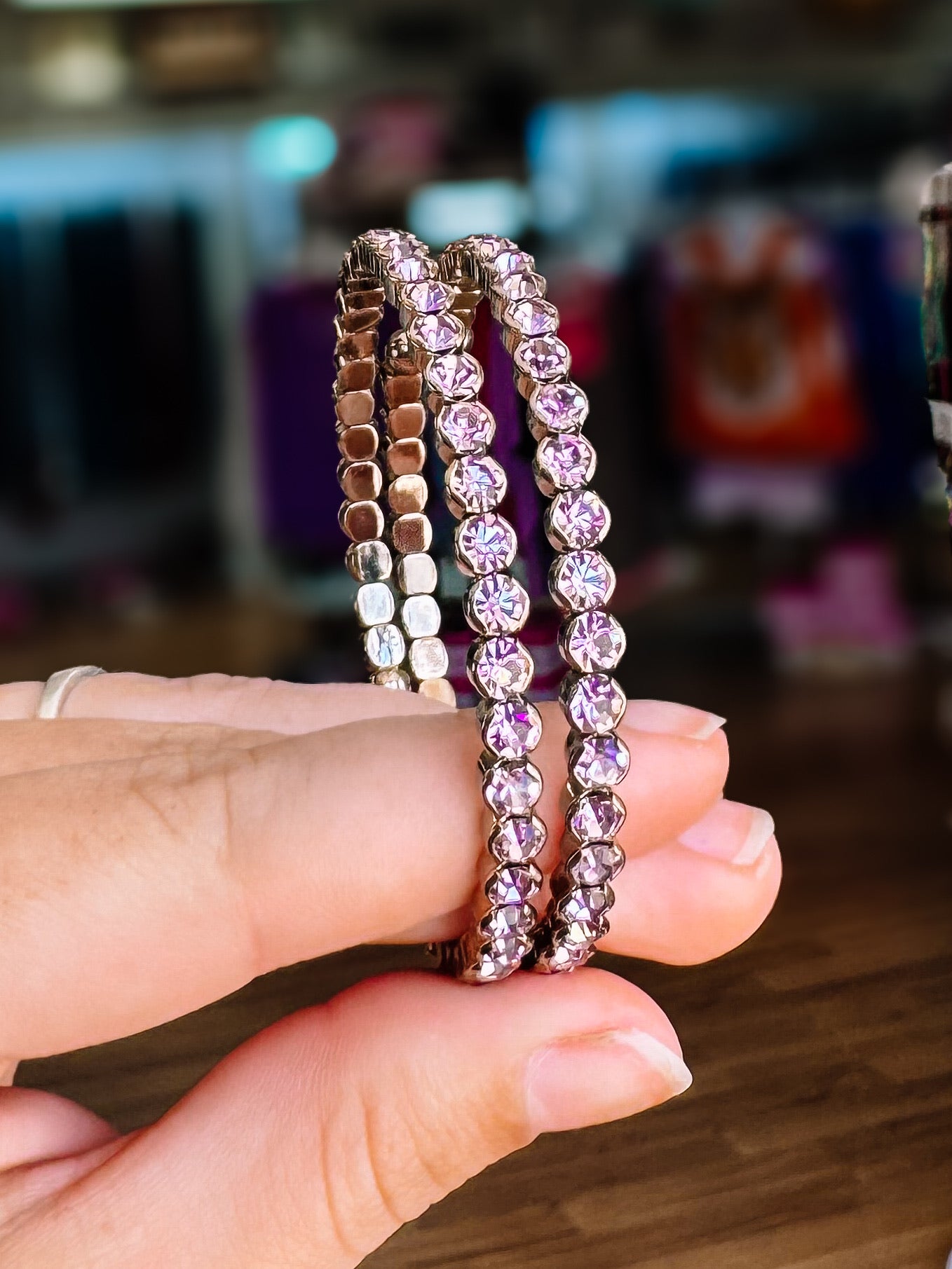 Destin Crystal Bangle - Silver Metal-Bracelets-Dear Me Southern Boutique, located in DeRidder, Louisiana