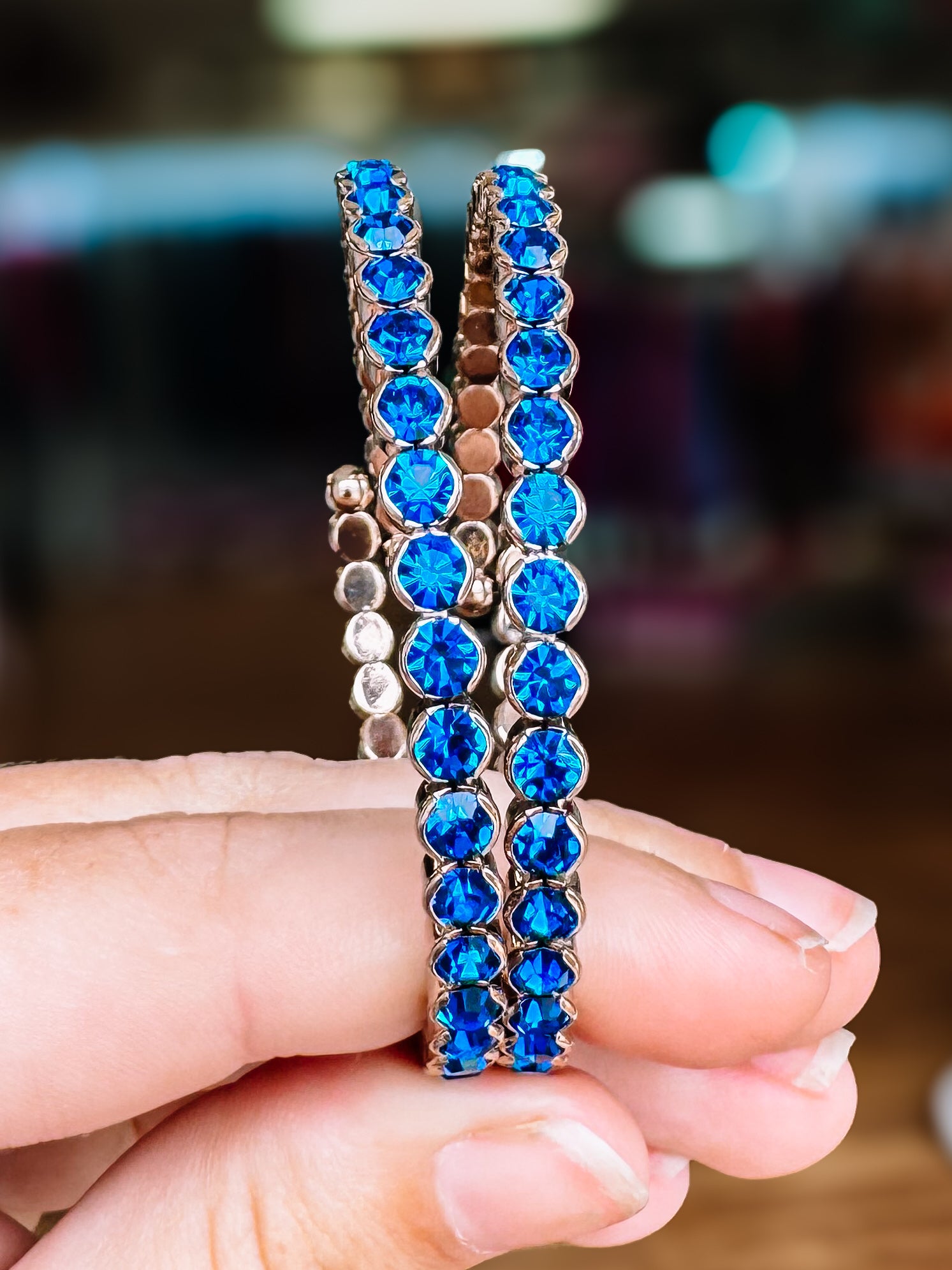 Destin Crystal Bangle - Silver Metal-Bracelets-Dear Me Southern Boutique, located in DeRidder, Louisiana