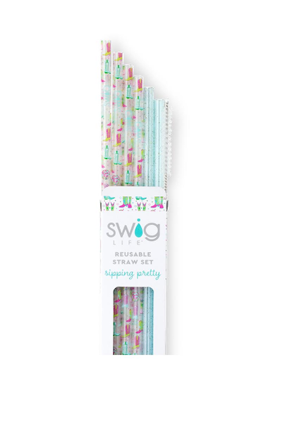 Disco Cowgirl + Aqua Swig Reusable Straw Set-Drinkwear-Dear Me Southern Boutique, located in DeRidder, Louisiana