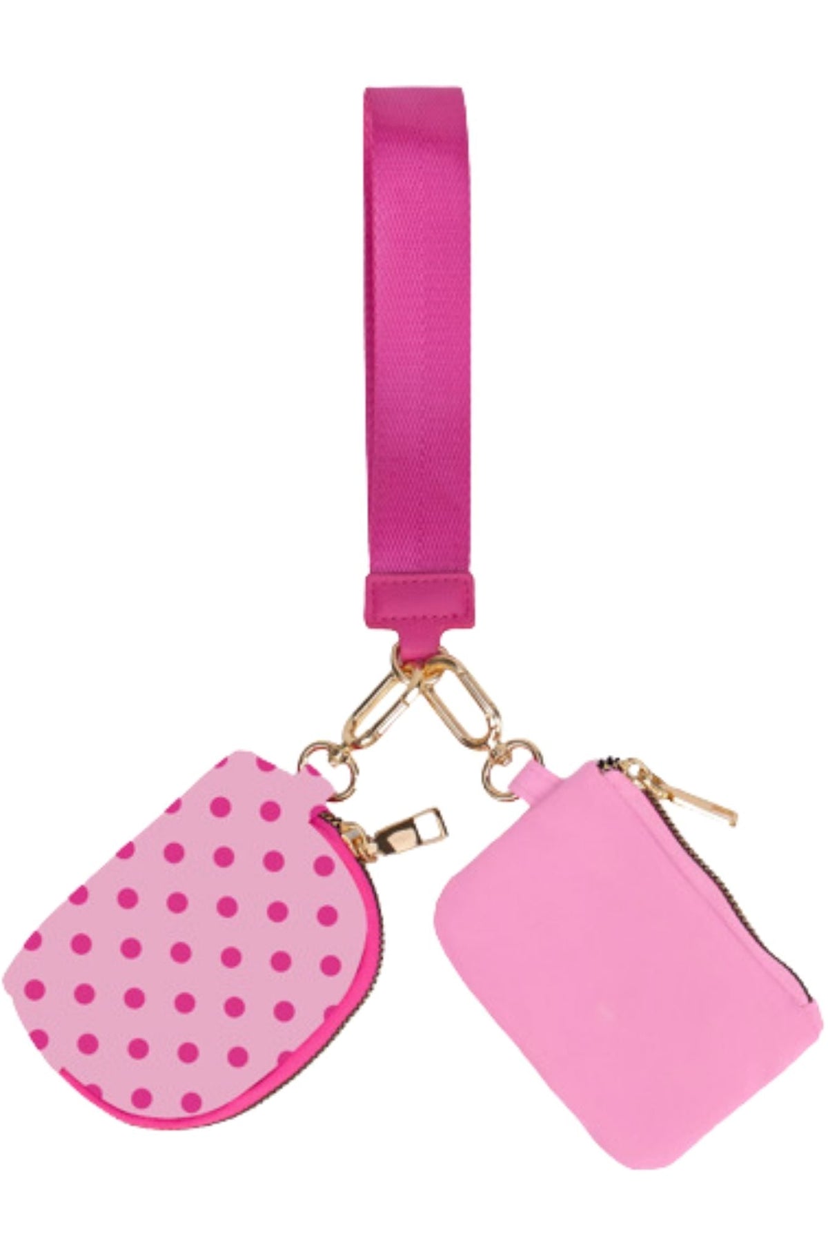 Double Pouch Wristlet- Pink Polka Dot-Presales-Dear Me Southern Boutique, located in DeRidder, Louisiana