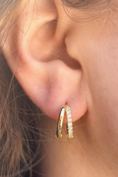 Double Trouble Pave Huggie Earrings-JAG Earrings-Dear Me Southern Boutique, located in DeRidder, Louisiana