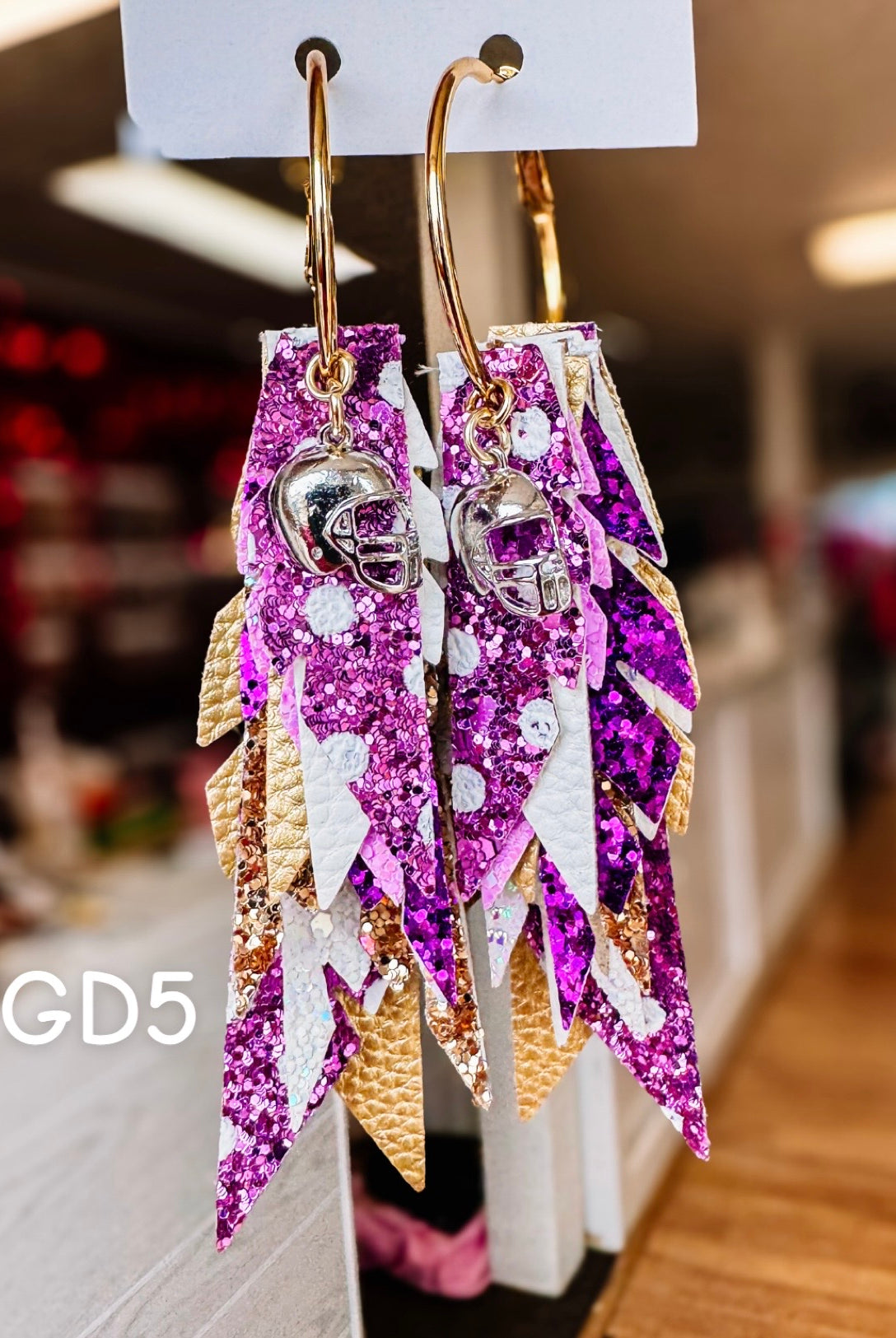 Jak Sprat Game Day Collection: Charmed Fabulous Feather-Earrings-Dear Me Southern Boutique, located in DeRidder, Louisiana